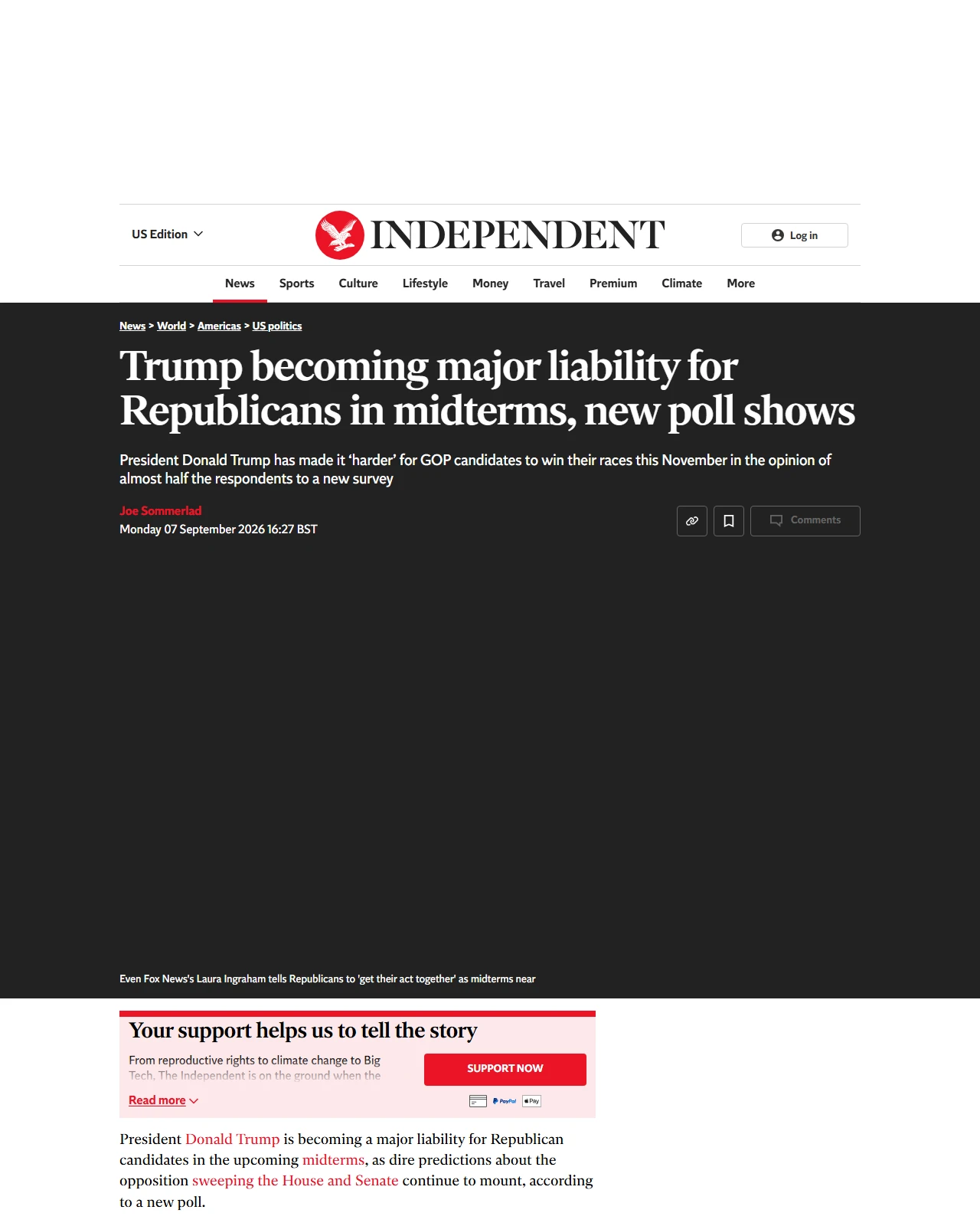 independent.co.uk as published: Trump becoming major liability for Republicans in midterms, new poll shows
