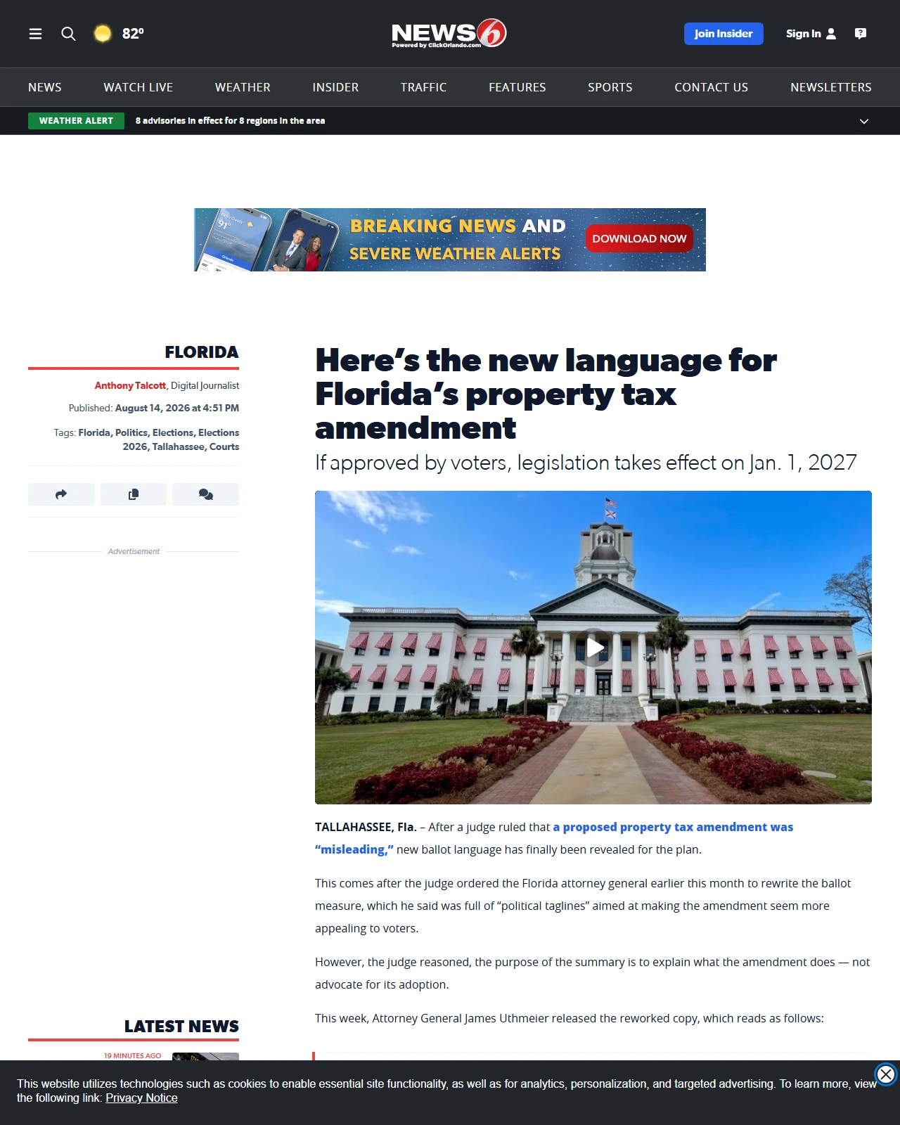 clickorlando.com as published: Here’s the new language for Florida’s property tax amendment