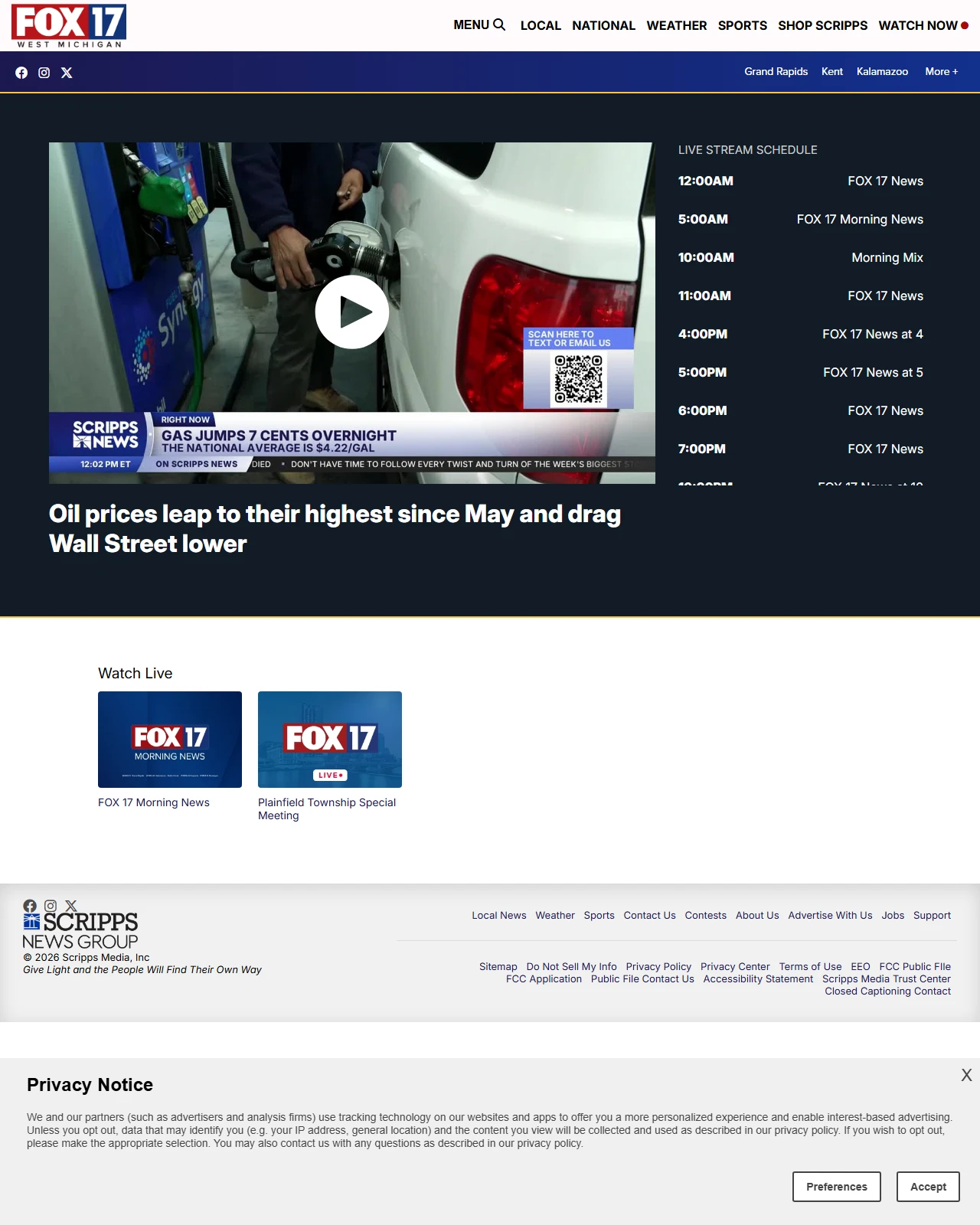 fox17online.com as published: Oil prices leap to their highest since May and drag Wall Street lower