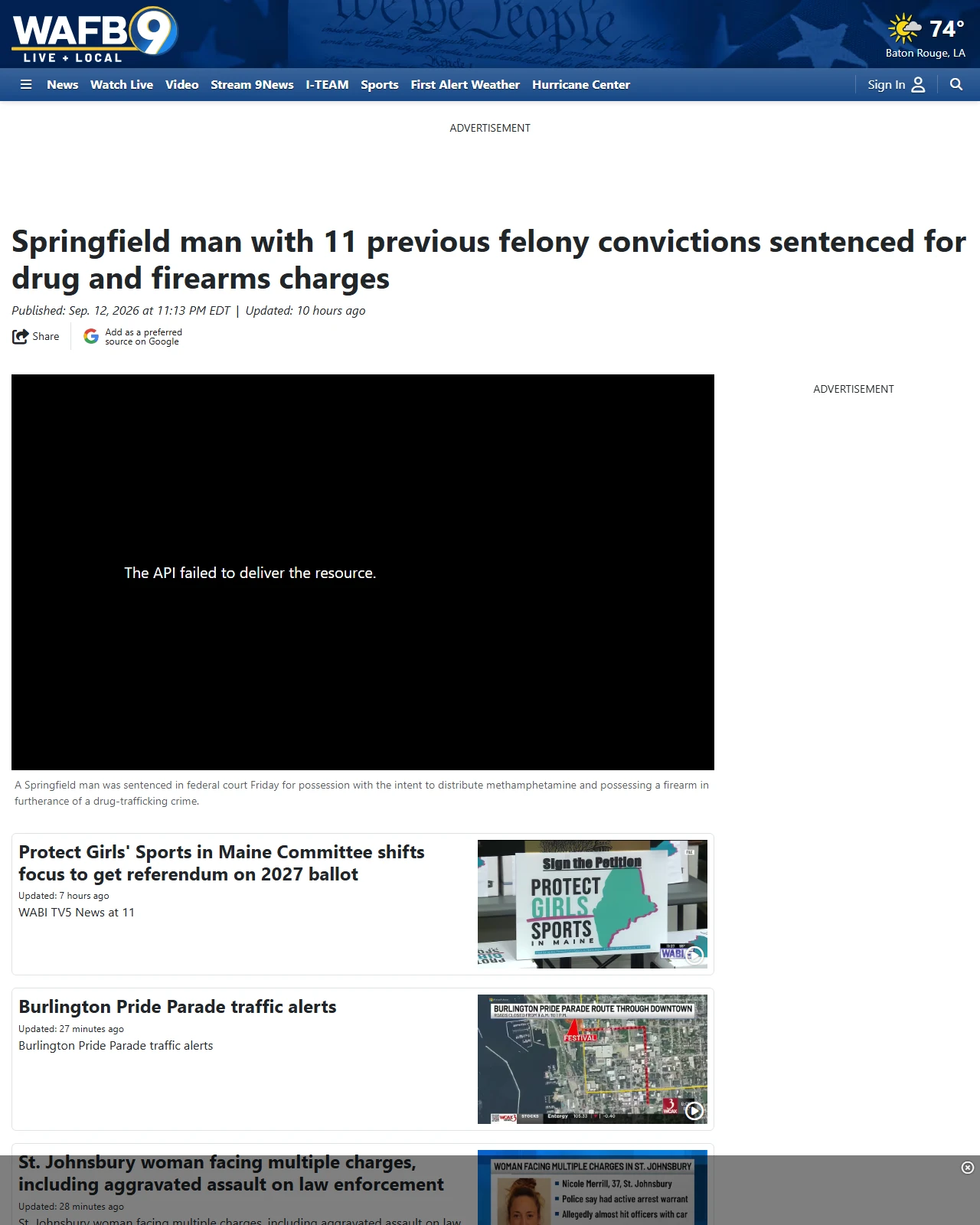 wafb.com as published: Springfield man with 11 previous felony convictions sentenced for drug and firearms charges
