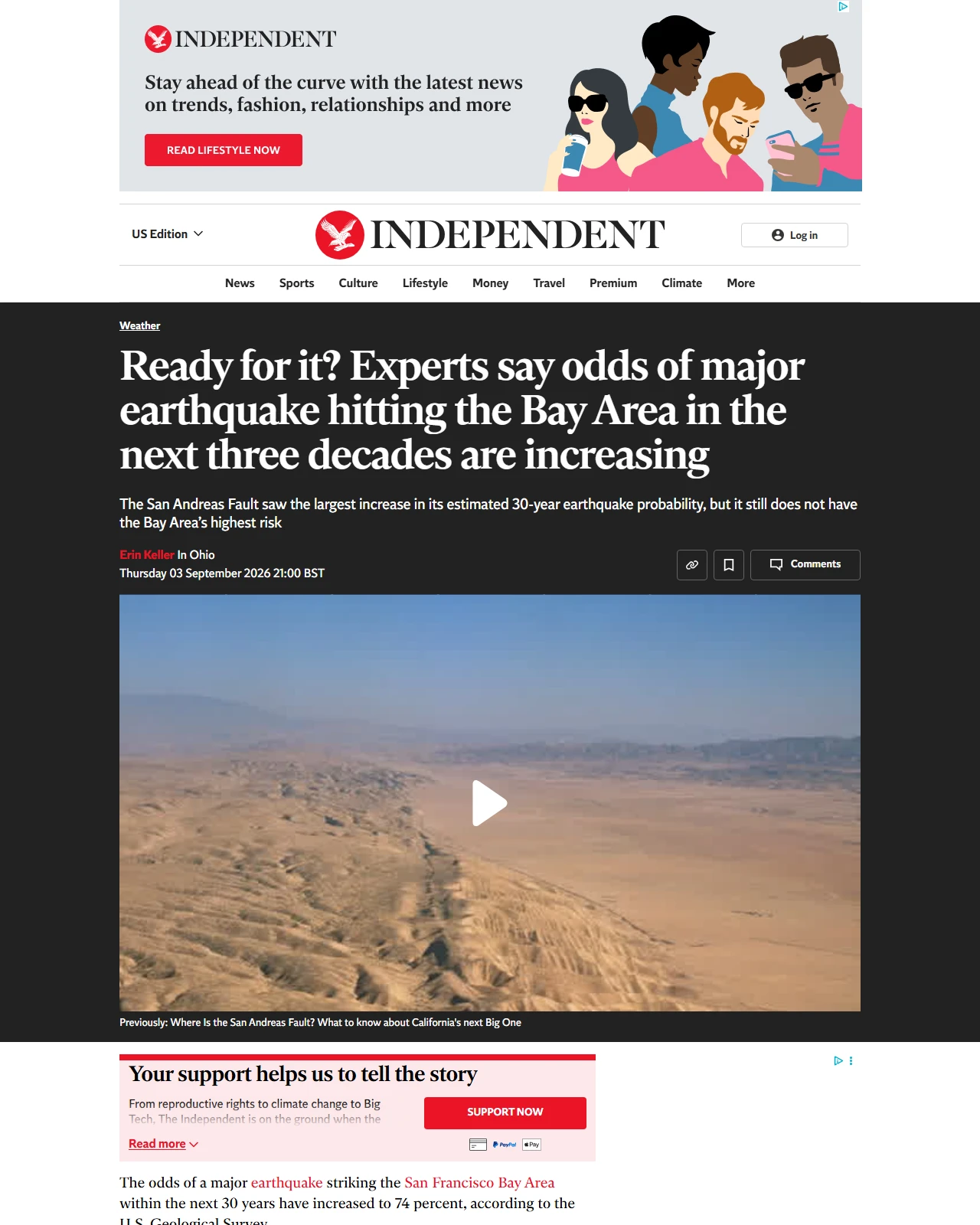 independent.co.uk as published: Ready for it? Experts say Bay Area earthquake risk is rising over 30 years