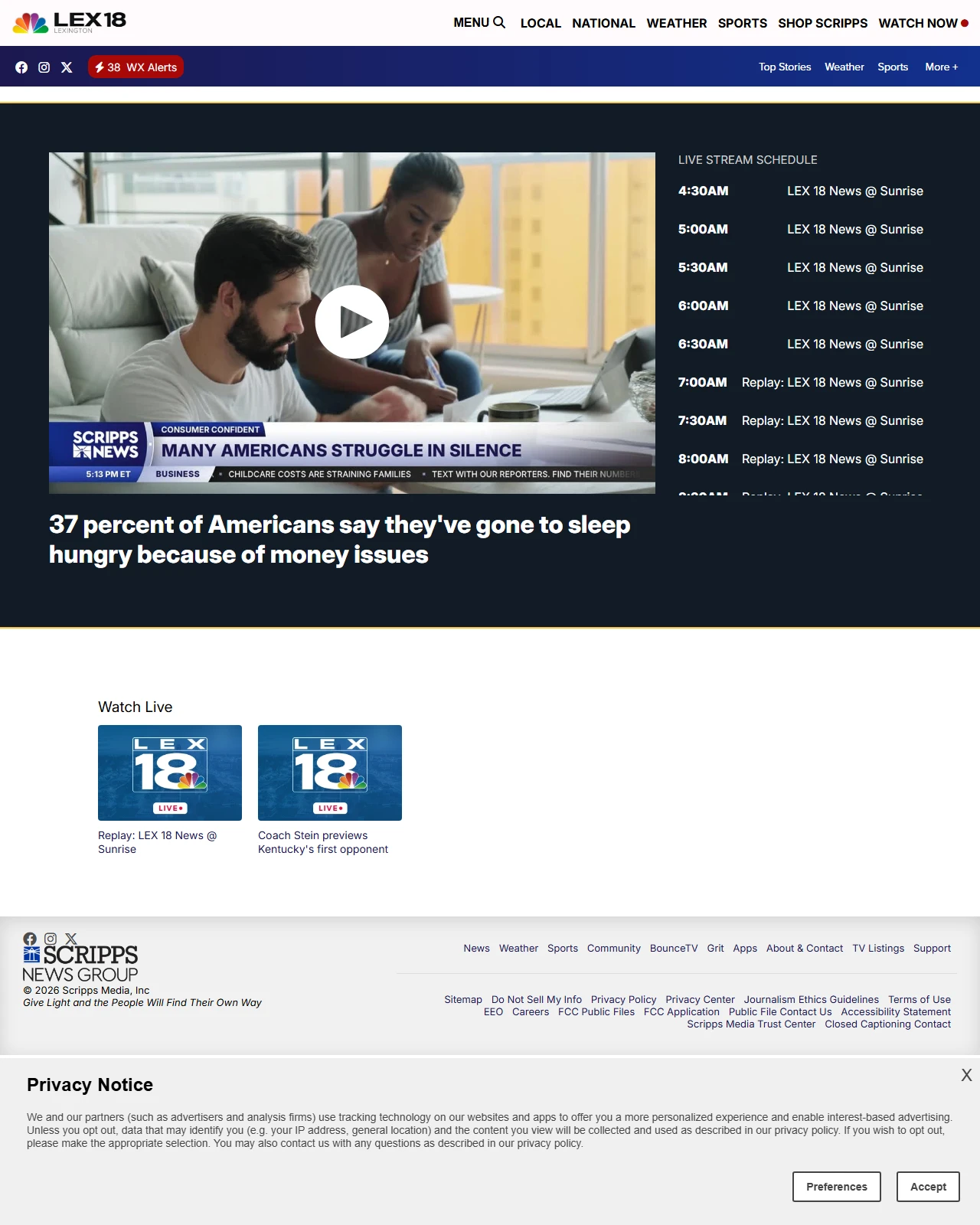 lex18.com as published: 37 percent of Americans say they've gone to sleep hungry because of money issues