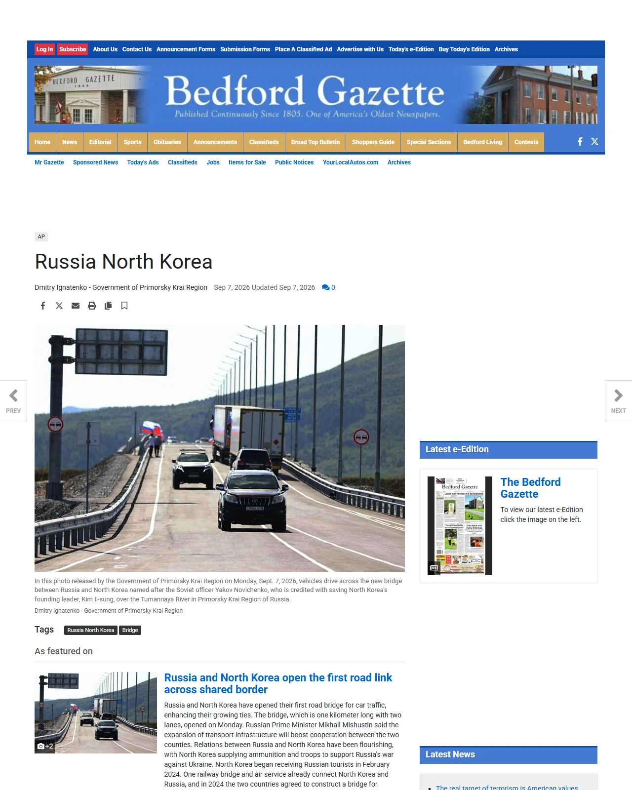 bedfordgazette.com as published: Russia North Korea