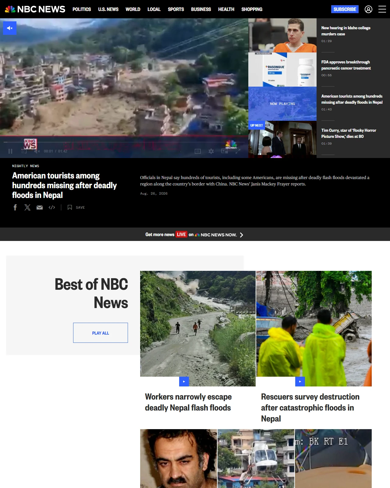 nbcnews.com as published: American tourists among hundreds missing after deadly floods in Nepal
