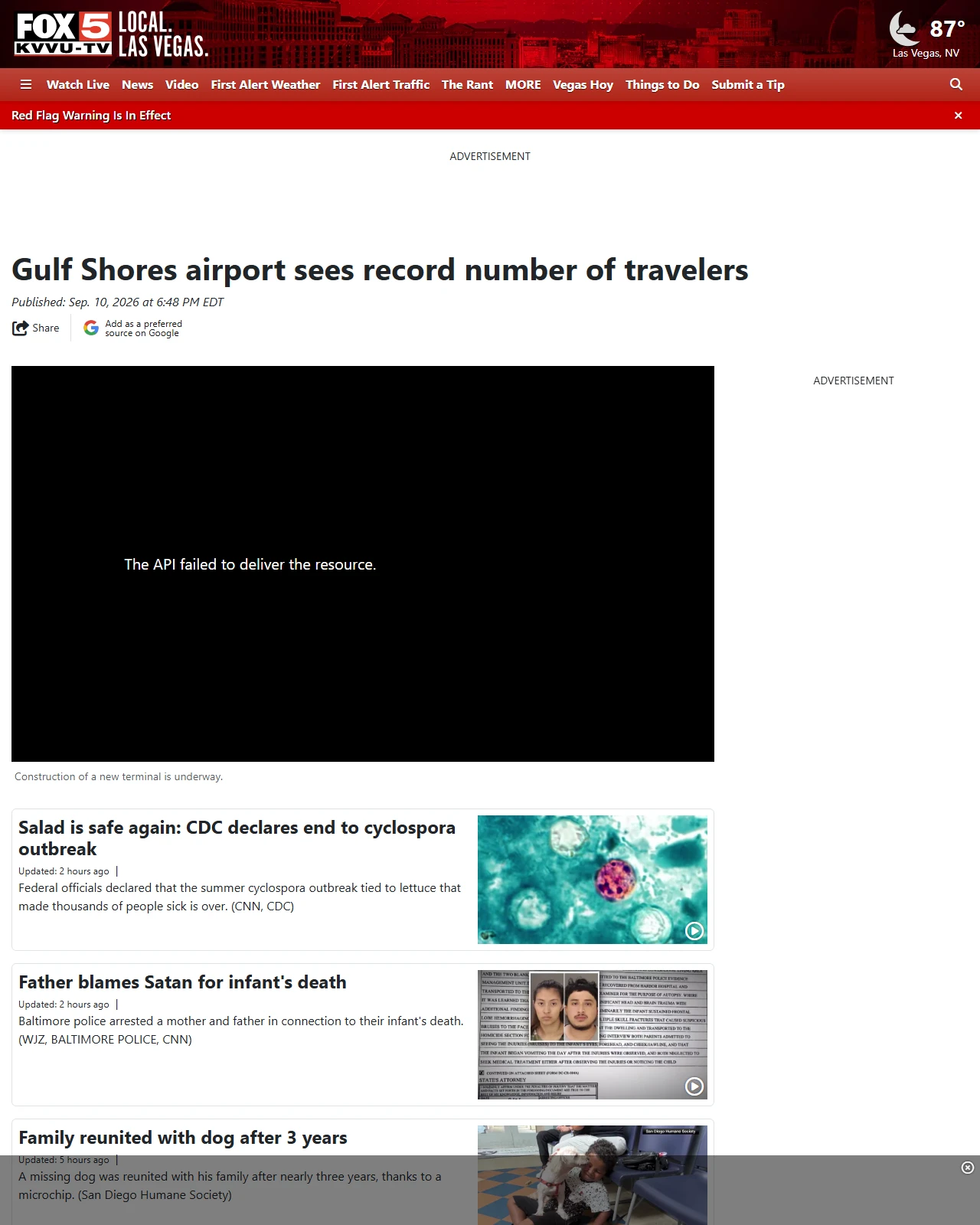 fox5vegas.com as published: Gulf Shores airport sees record number of travelers