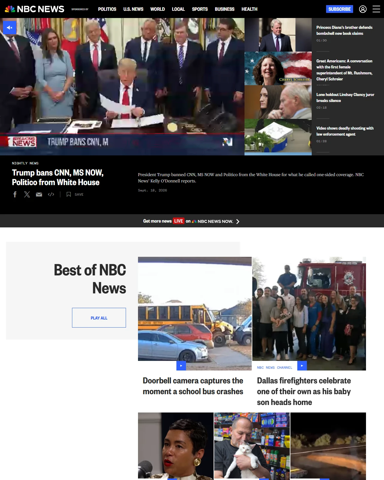 nbcnews.com as published: Trump bans CNN, MS NOW, Politico from White House