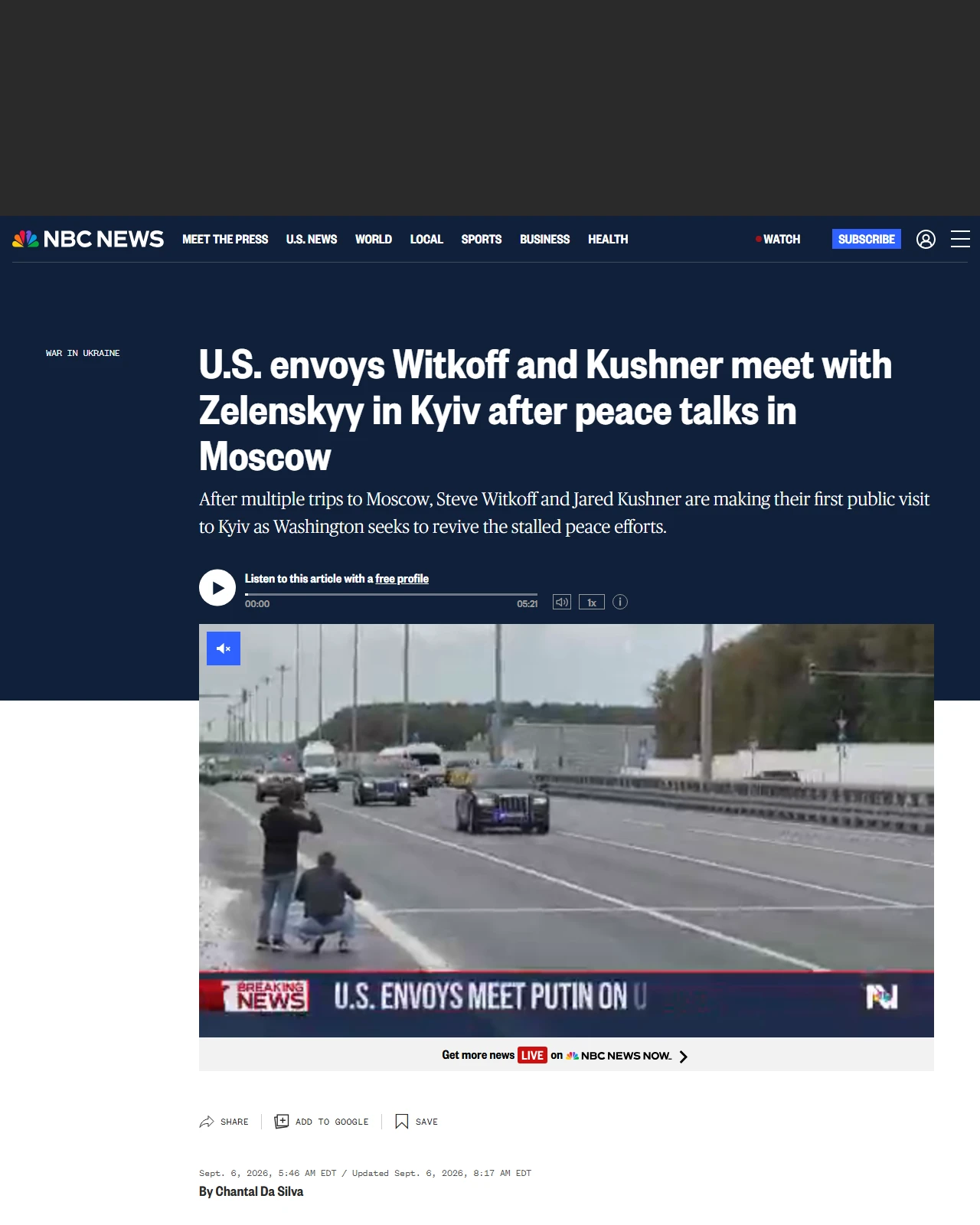 nbcnews.com as published: U.S. envoys Witkoff and Kushner meet with Zelenskyy in Kyiv after peace talks in Moscow
