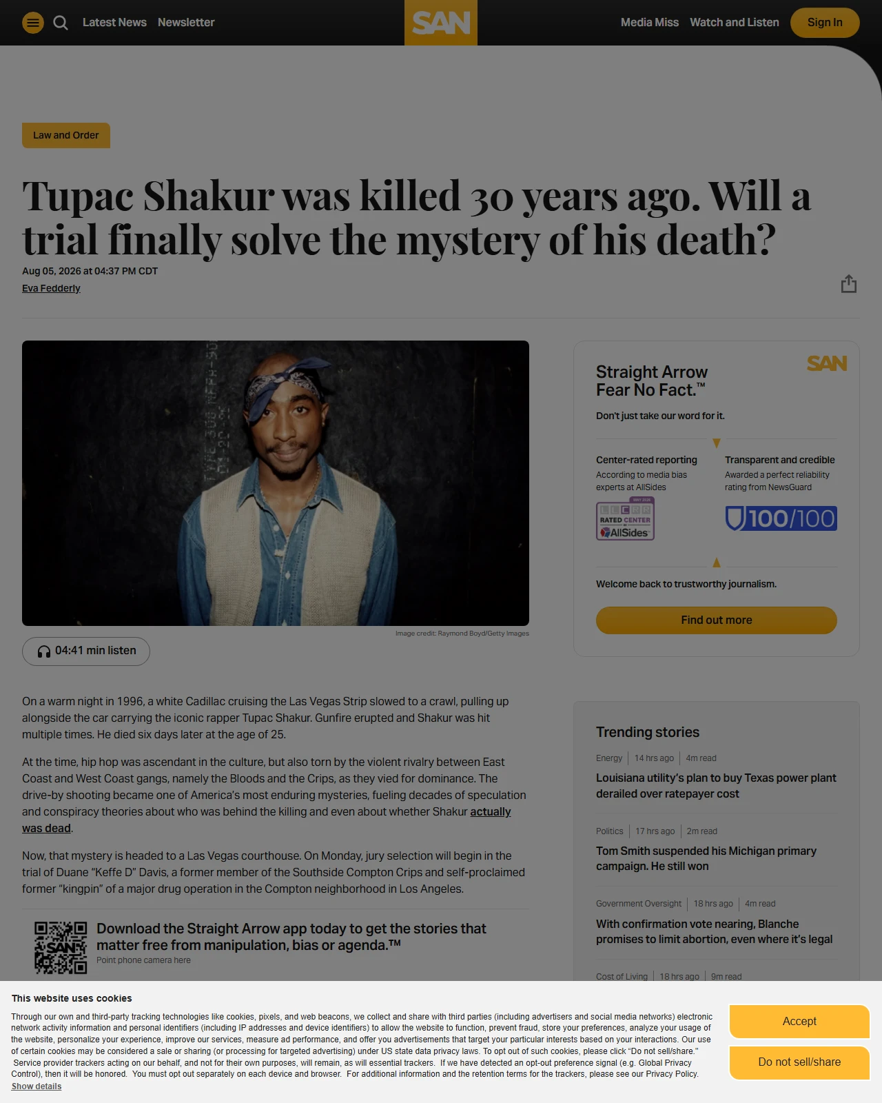 san.com as published: Tupac Shakur was killed 30 years ago. Will a trial finally solve the mystery of his death?