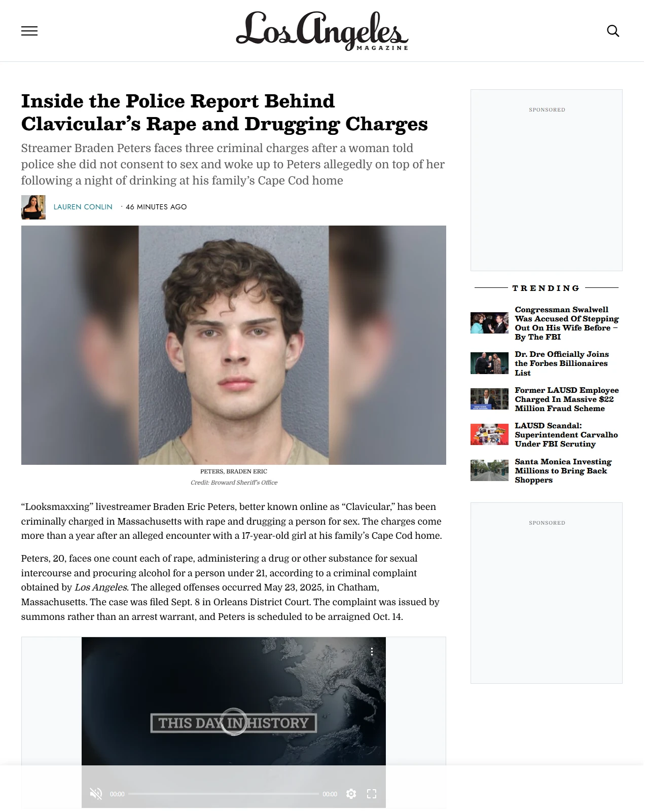 lamag.com as published: Inside the Police Report Behind Clavicular’s Rape and Drugging Charges