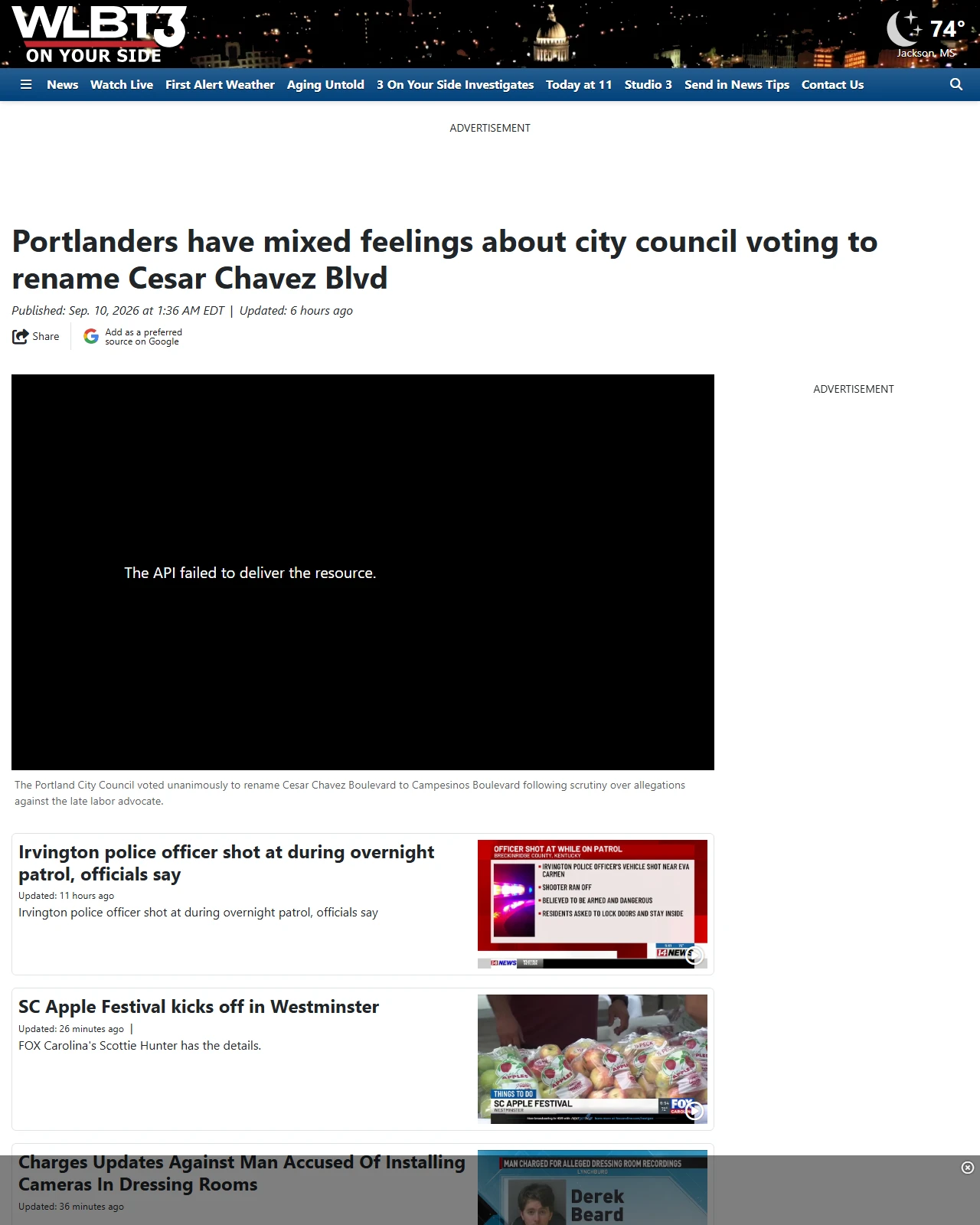 wlbt.com as published: Portlanders have mixed feelings about city council voting to rename Cesar Chavez Blvd