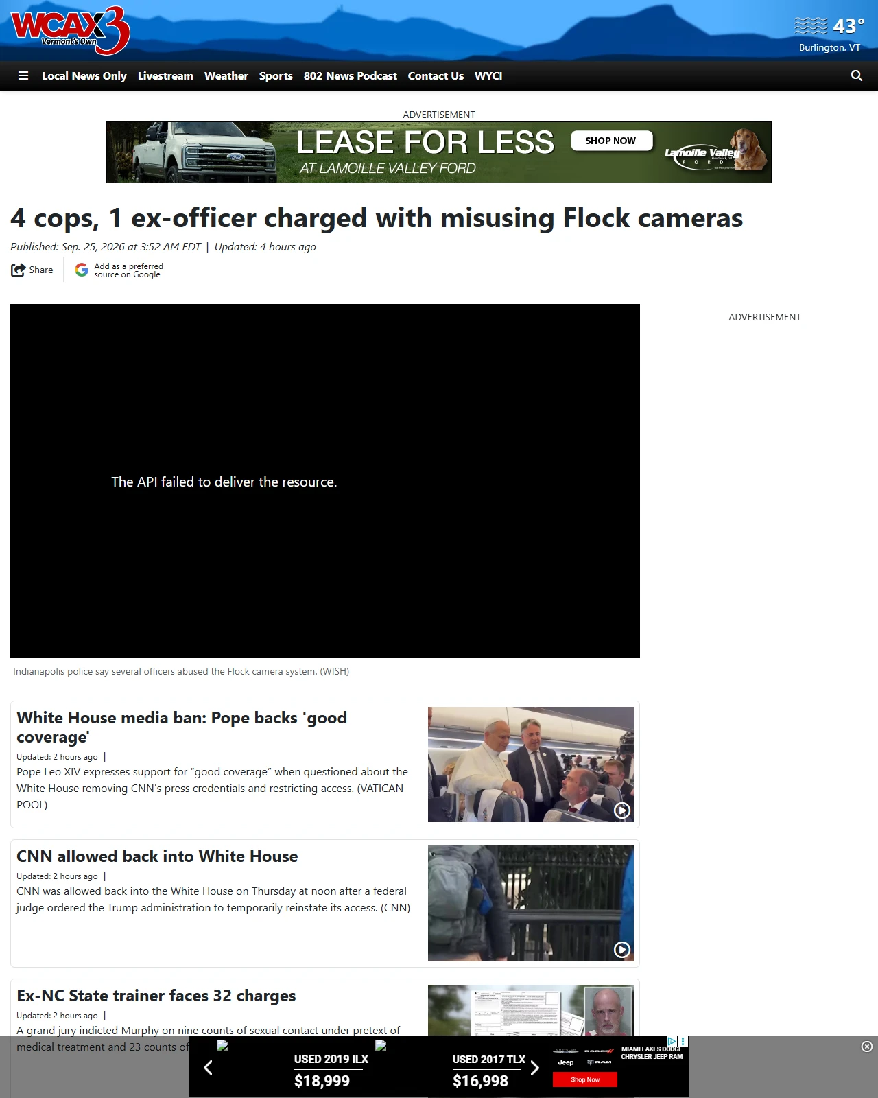 wcax.com as published: 4 cops, 1 ex-officer charged with misusing Flock cameras