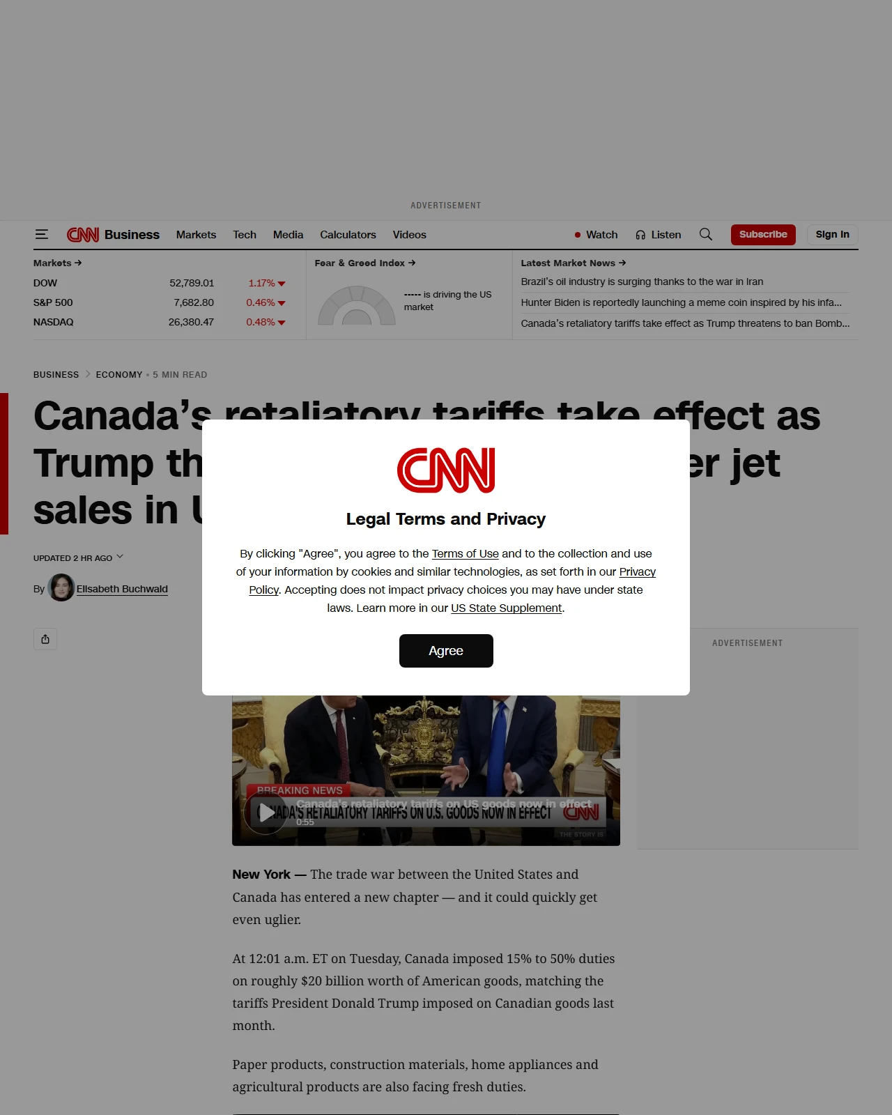 cnn.com as published: Canada’s retaliatory tariffs take effect as Trump threatens to ban Bombardier jet sales in US