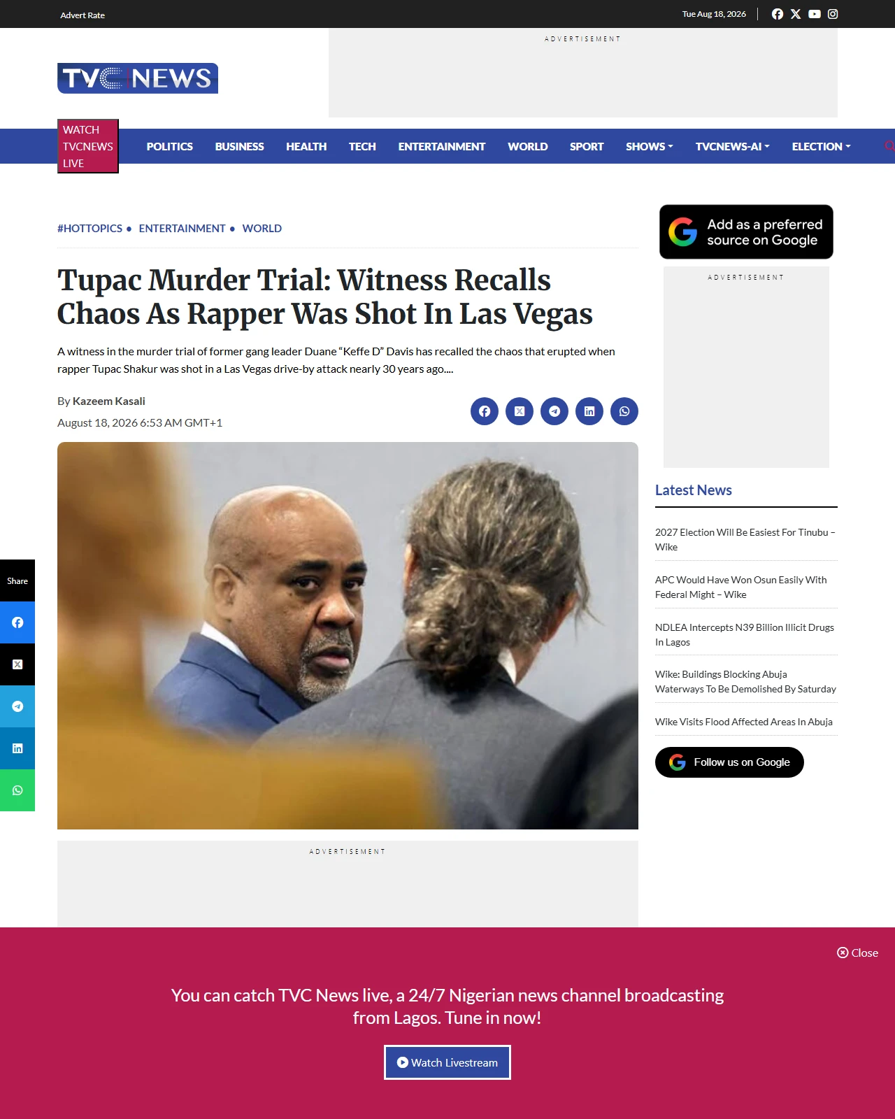 tvcnews.tv as published: Tupac Murder Trial: Witness Recalls Chaos As Rapper Was Shot In Las Vegas