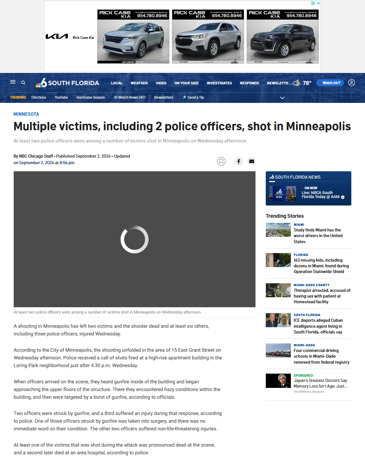 nbcmiami.com as published: Multiple victims, including 2 police officers, shot in Minneapolis