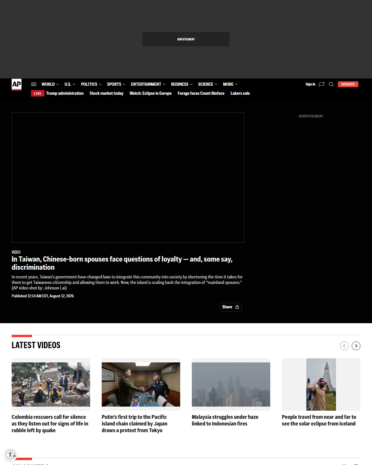 apnews.com as published: In Taiwan, Chinese-born spouses face questions of loyalty — and, some say, discrimination