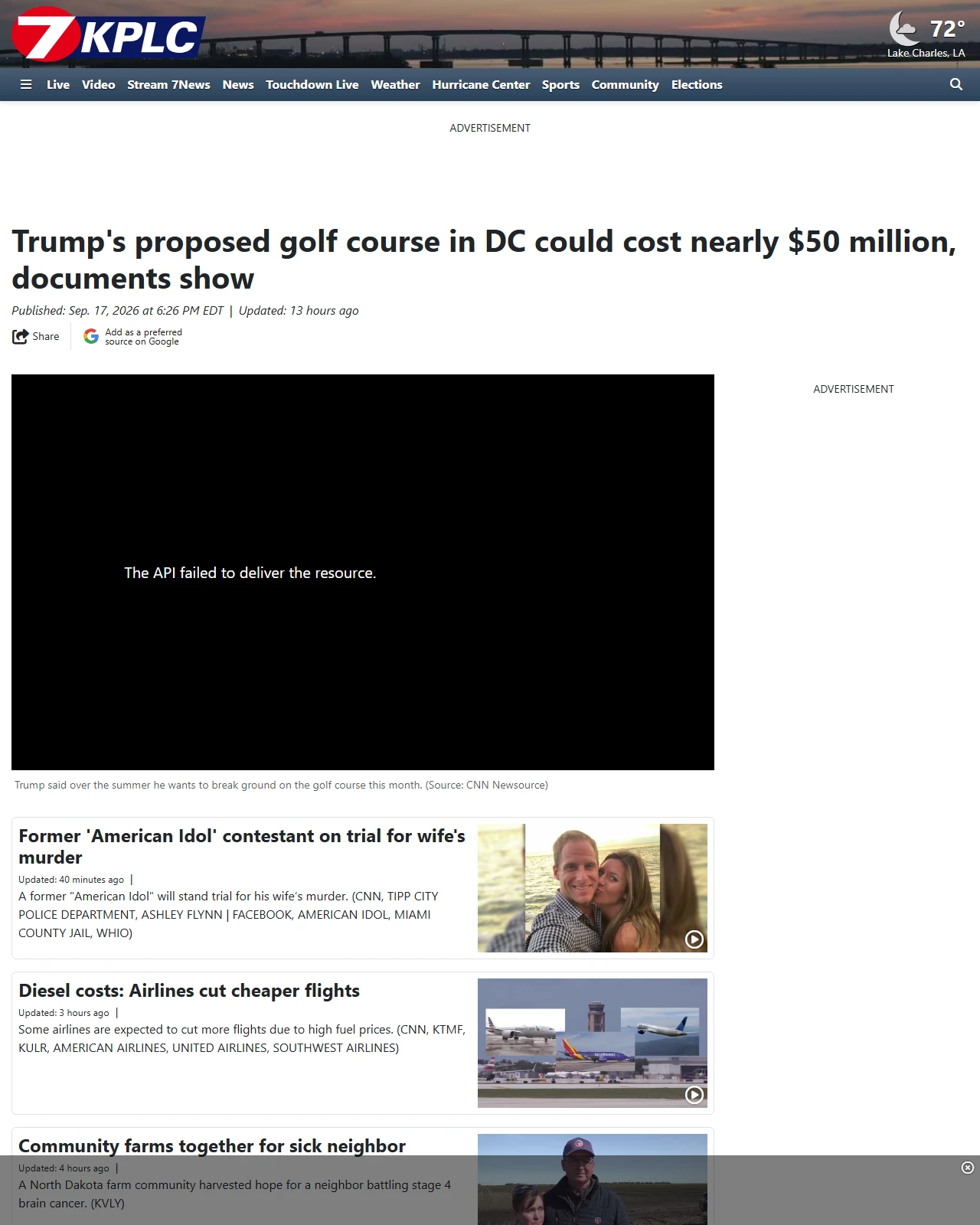 kplctv.com as published: Trump's proposed golf course in DC could cost nearly $50 million, documents show