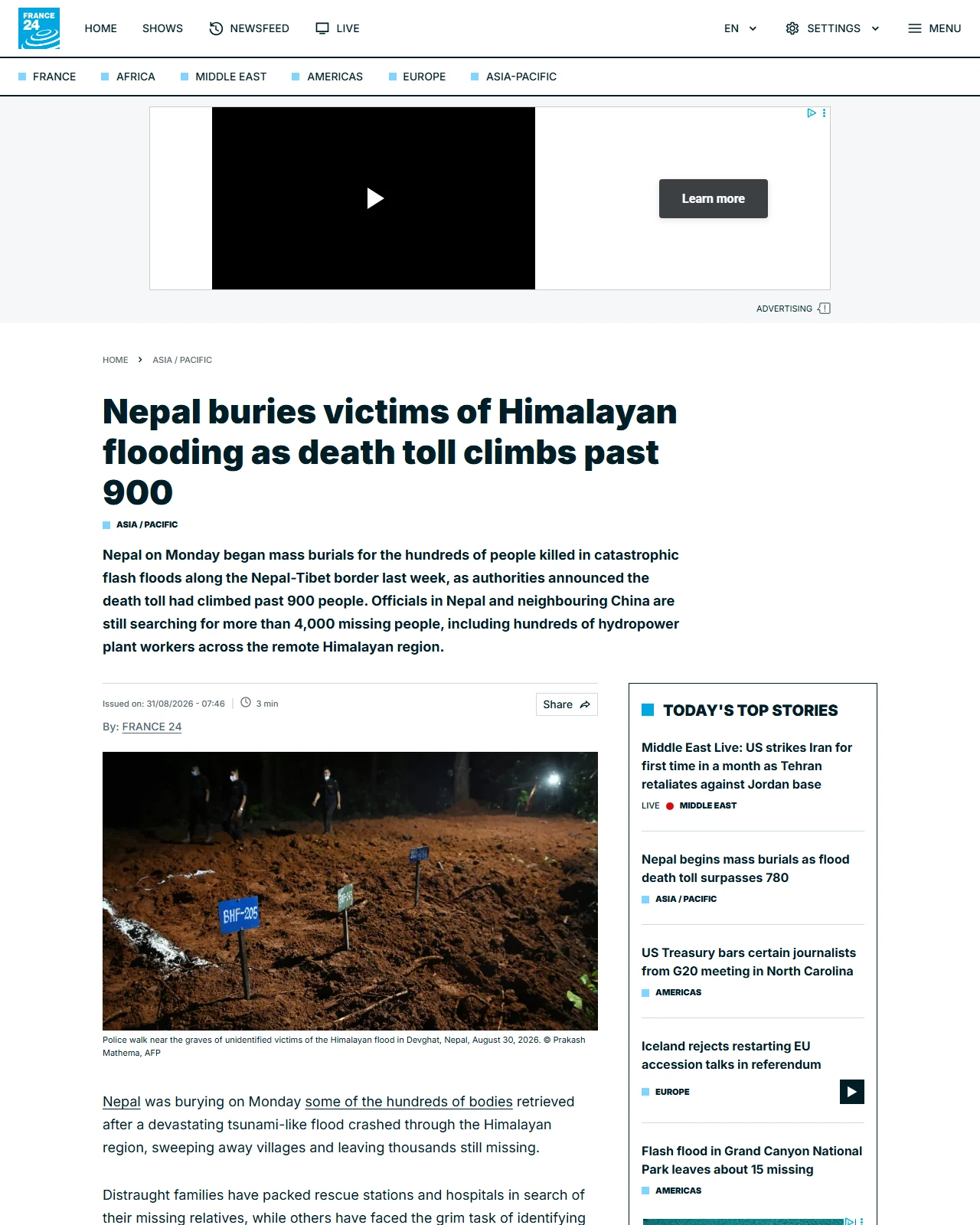 s.france24.com as published: Nepal buries victims of Himalayan flooding as death toll climbs past 900