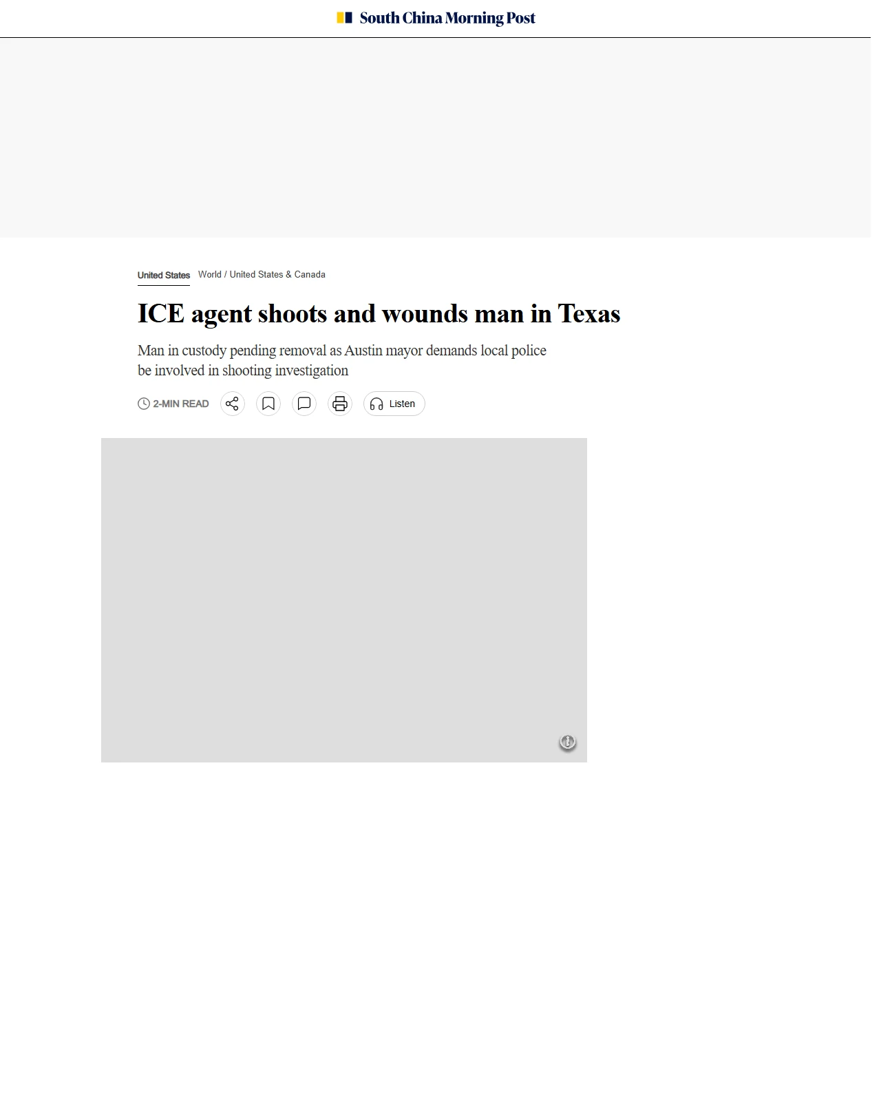 scmp.com as published: ICE agent shoots and wounds man in Texas