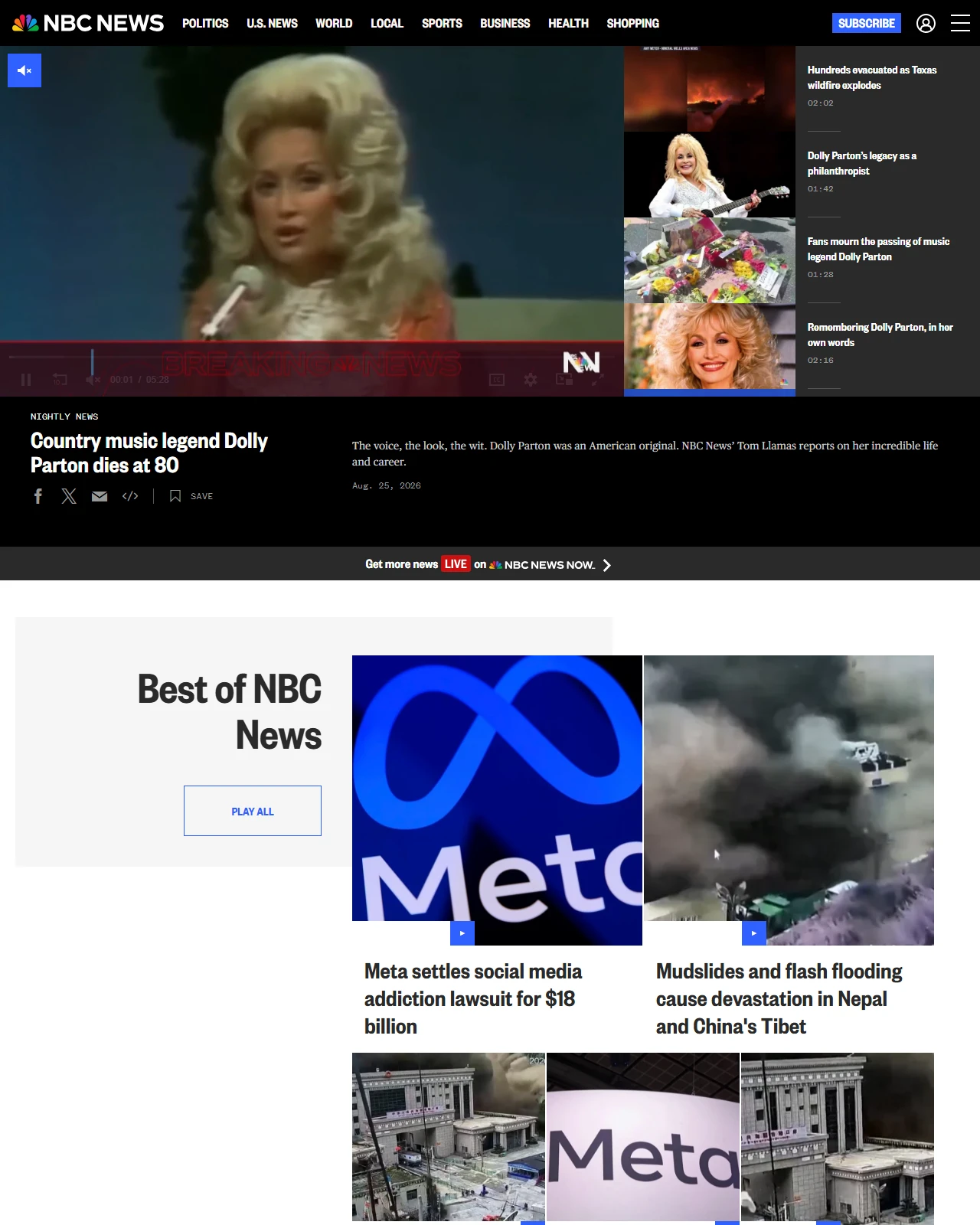 nbcnews.com as published: Country music legend Dolly Parton dies at 80