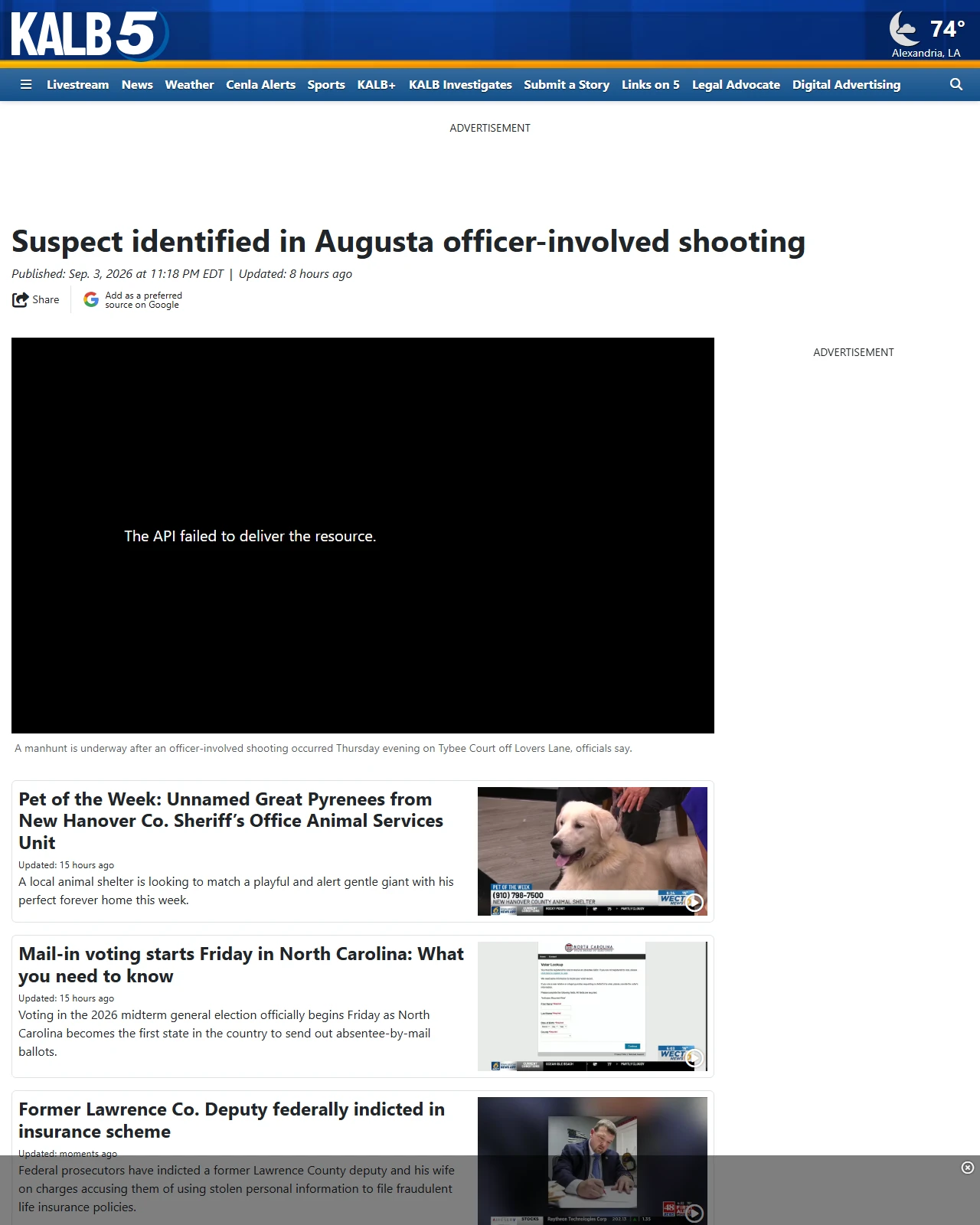 kalb.com as published: Suspect identified in Augusta officer-involved shooting