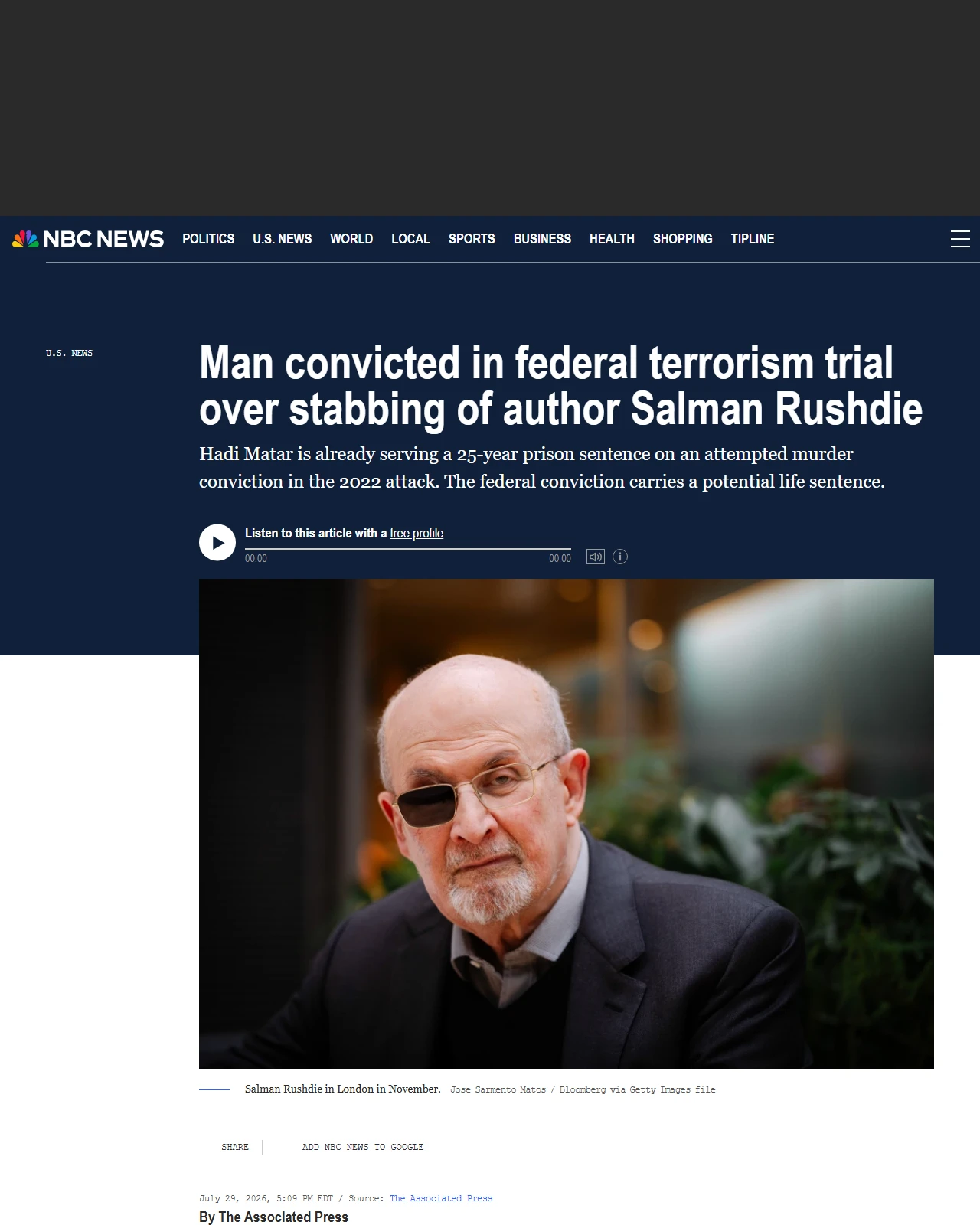 nbcnews.com as published: Man convicted in federal terrorism trial over stabbing of author Salman Rushdie