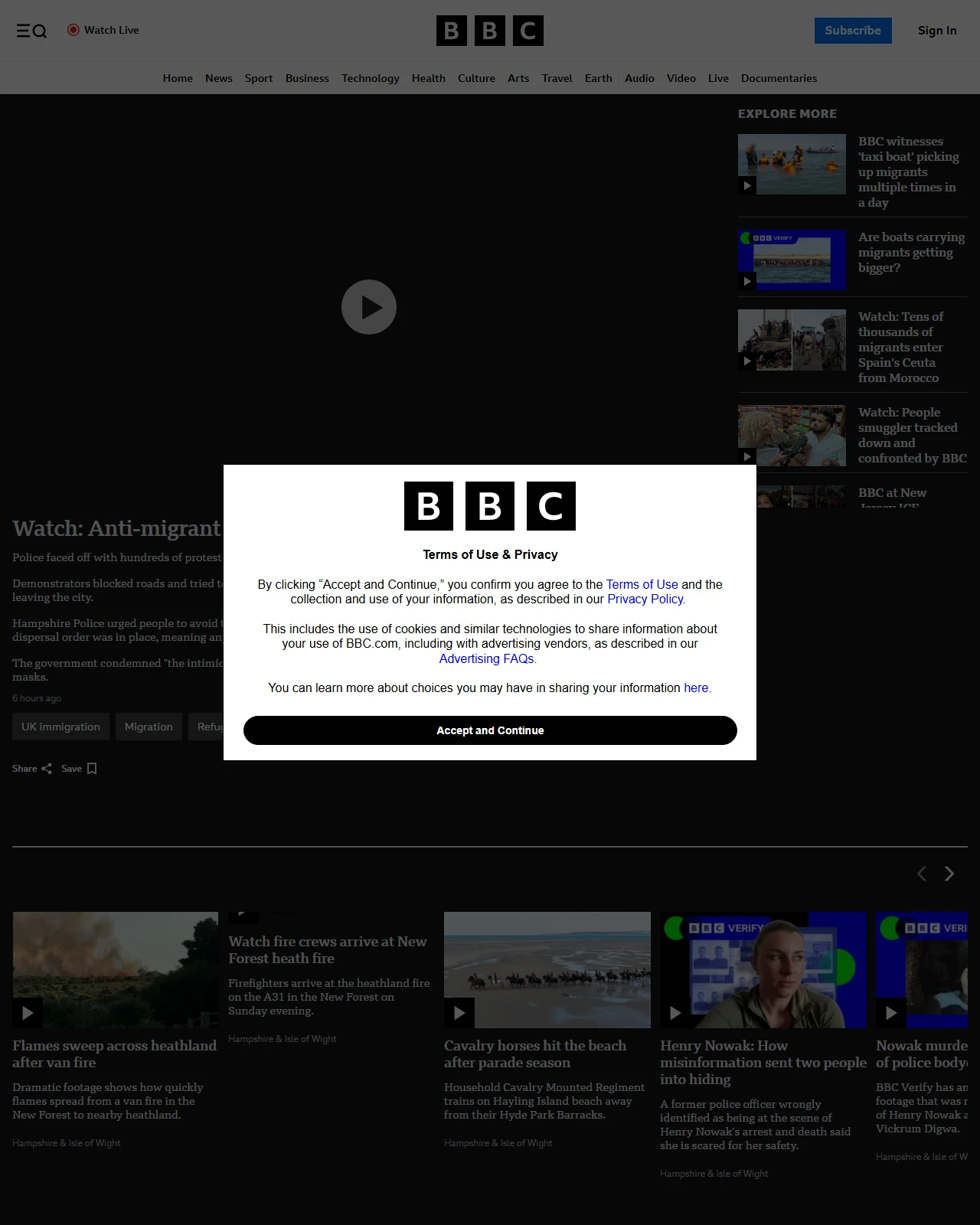 bbc.co.uk as published: Watch: Anti-migrant boat protesters block roads in Portsmouth