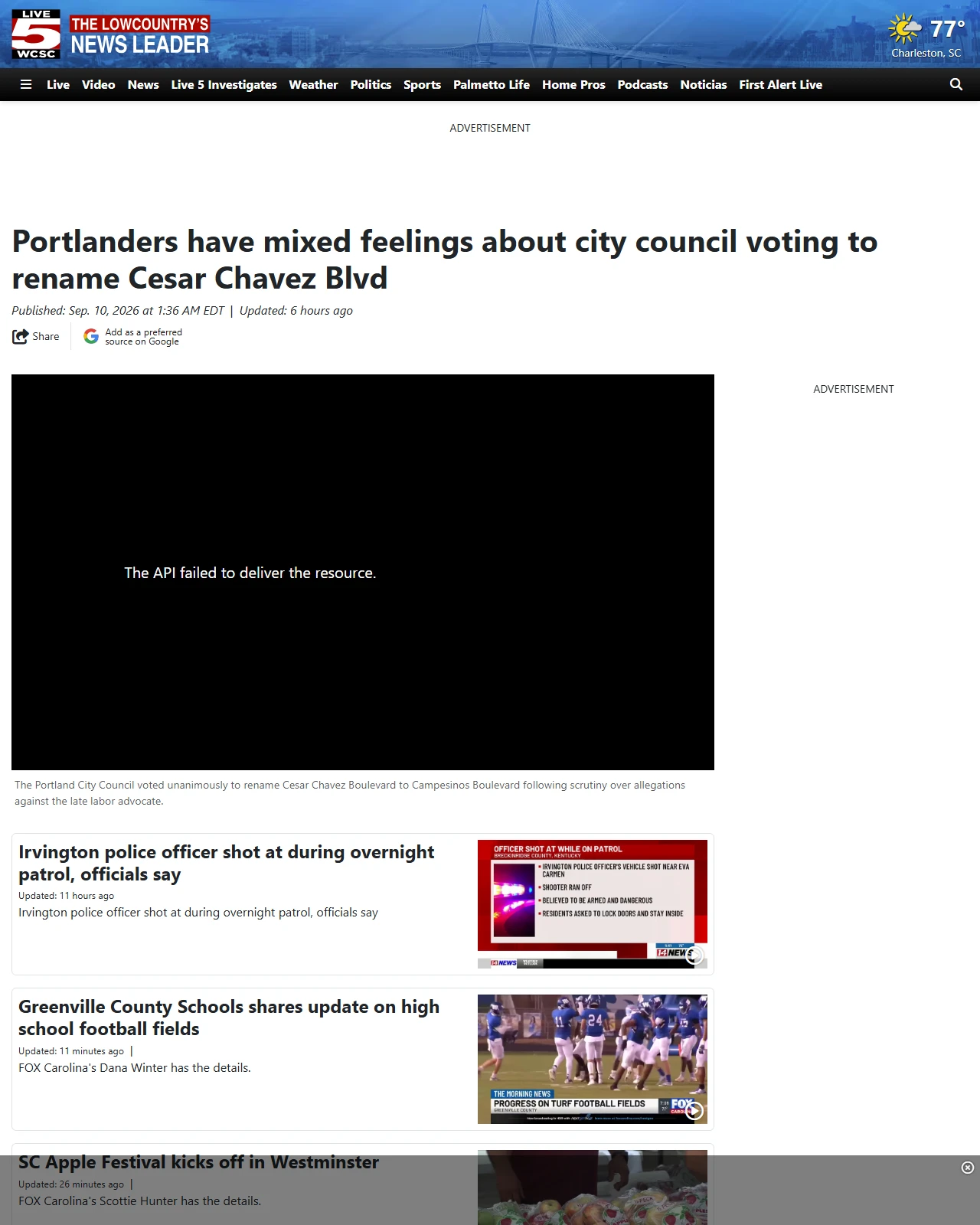 live5news.com as published: Portlanders have mixed feelings about city council voting to rename Cesar Chavez Blvd