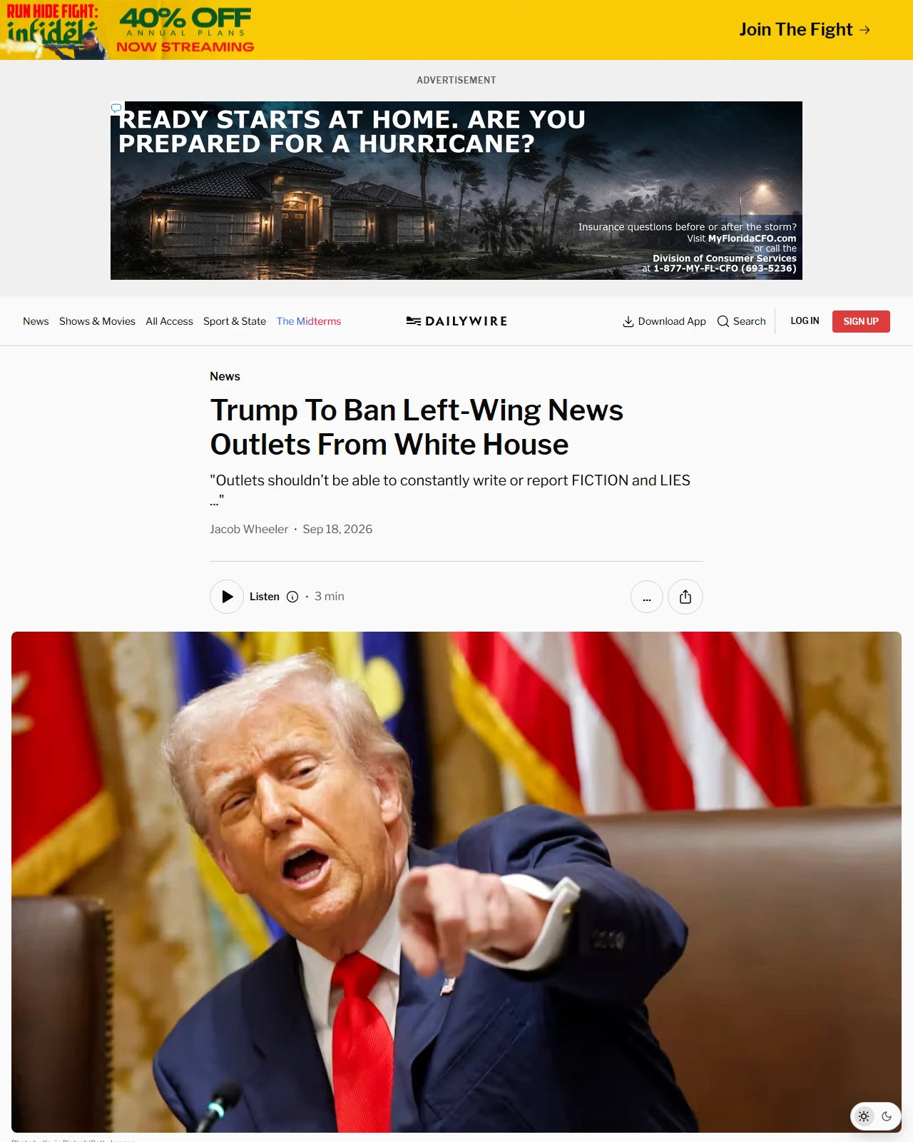 dailywire.com as published: Trump To Ban Left-Wing News Outlets From White House