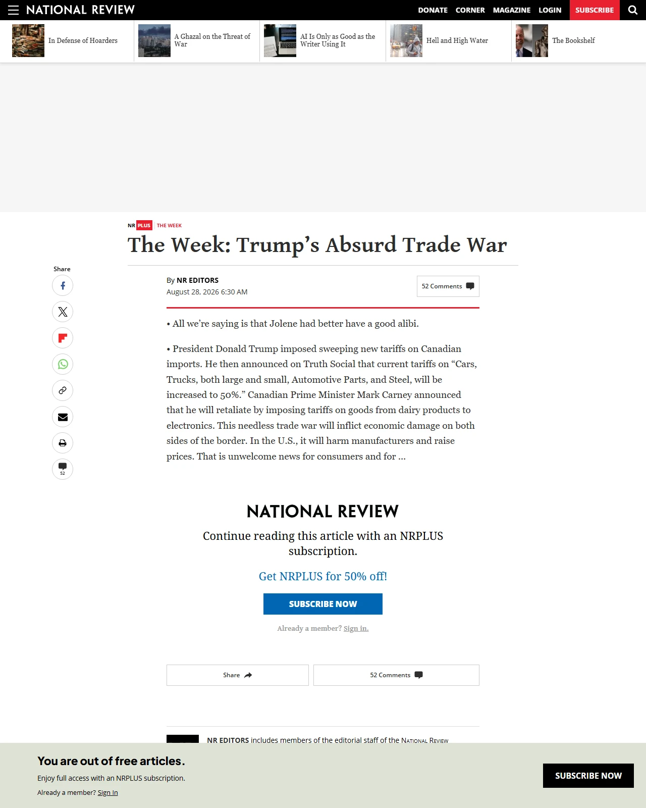 nationalreview.com as published: The Week: Trump’s Absurd Trade War