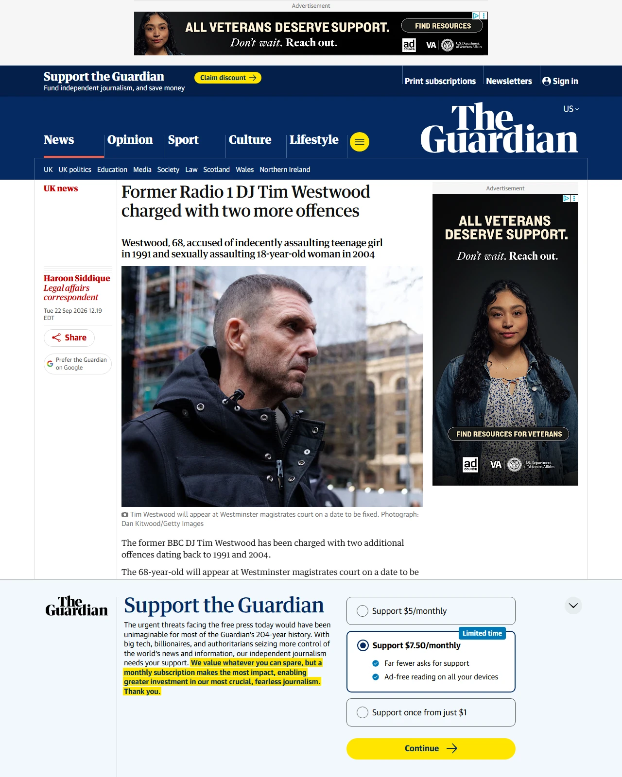 theguardian.com as published: Former Radio 1 DJ Tim Westwood charged with two more offences