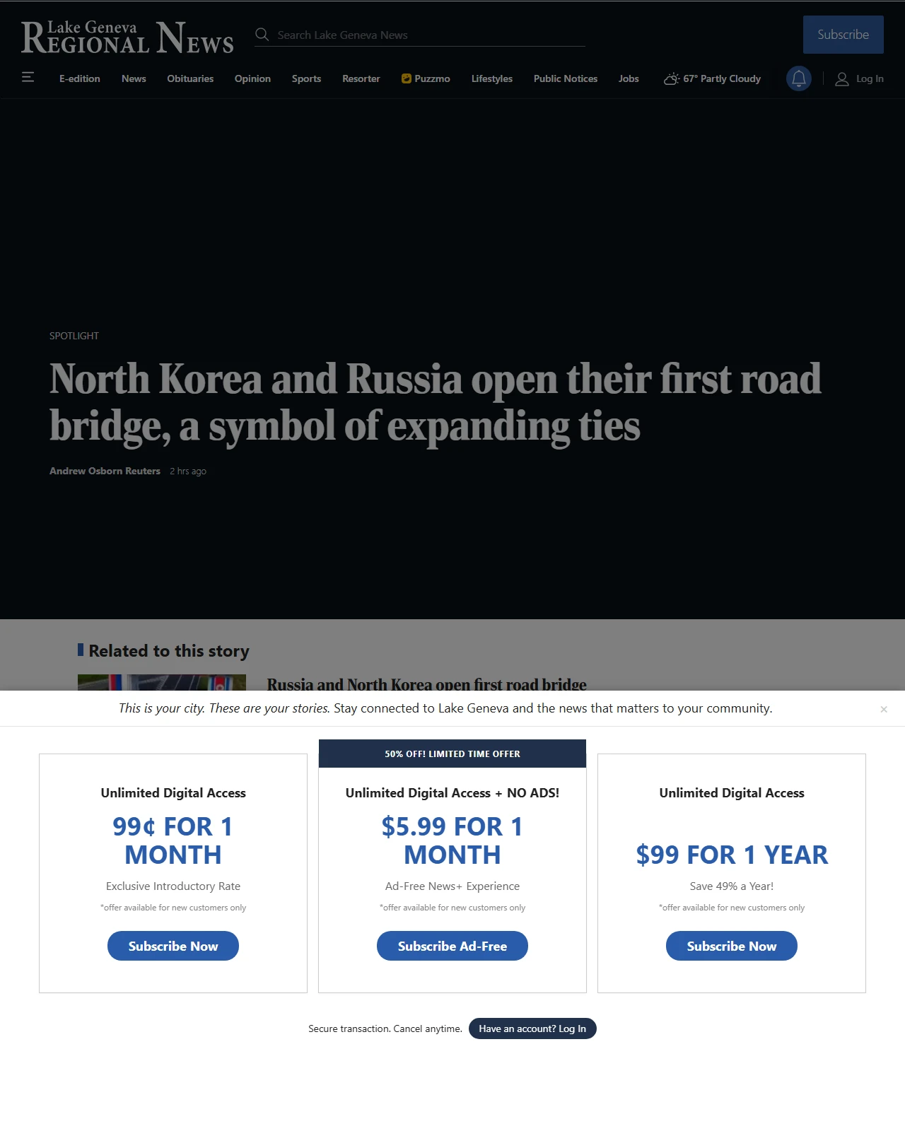 lakegenevanews.net as published: North Korea and Russia open their first road bridge, a symbol of expanding ties