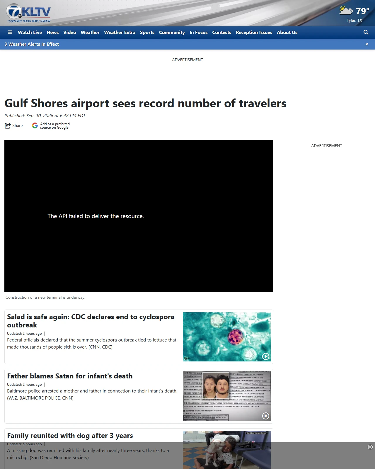 kltv.com as published: Gulf Shores airport sees record number of travelers