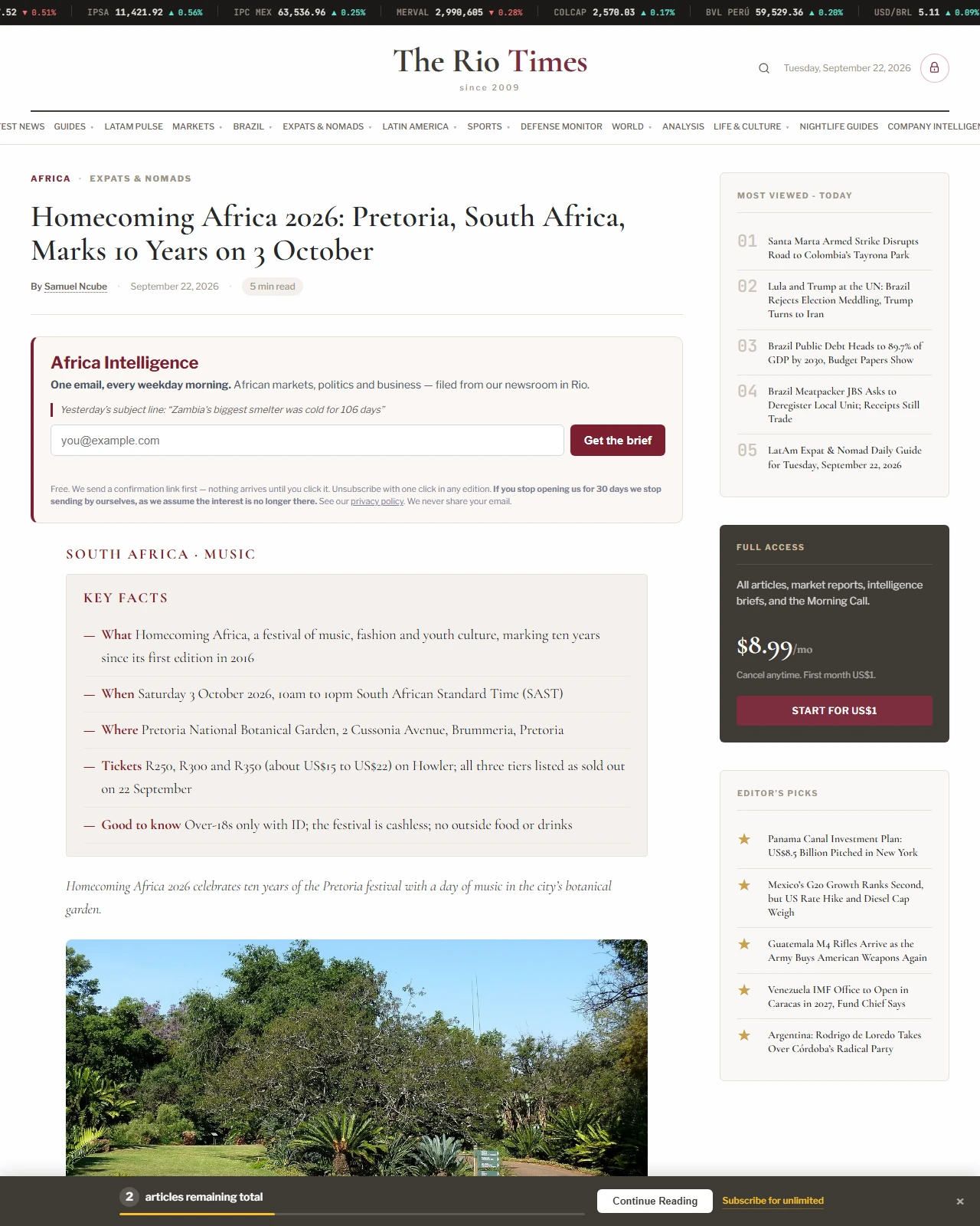 riotimesonline.com as published: Homecoming Africa 2026: Pretoria, South Africa, Marks 10 Years on 3 October