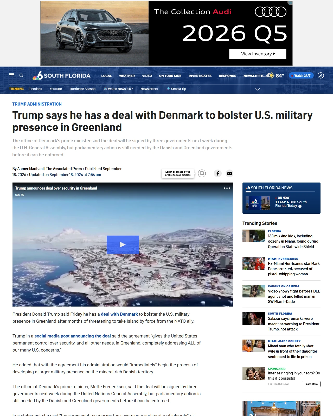 nbcmiami.com as published: Trump says he has a deal with Denmark to bolster U.S. military presence in Greenland