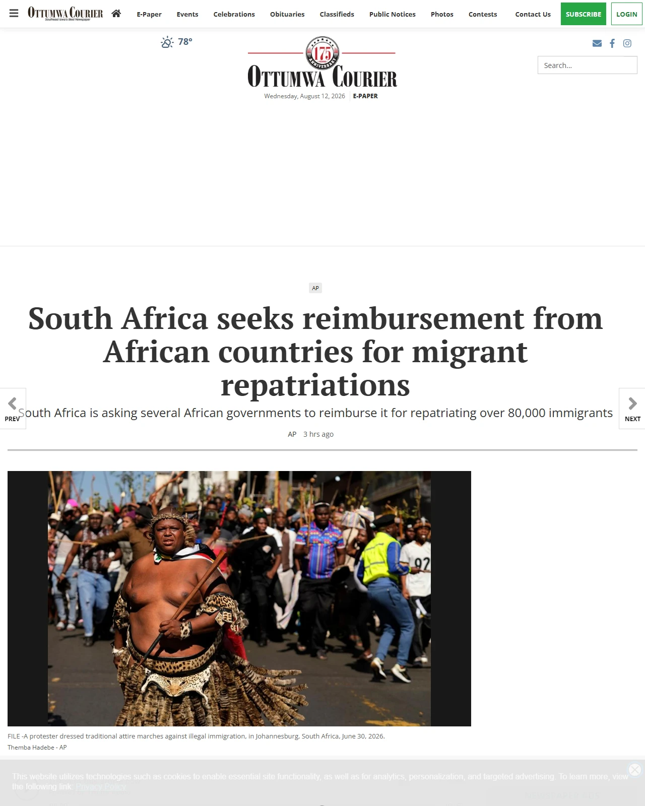 ottumwacourier.com as published: South Africa seeks reimbursement from African countries for migrant repatriations
