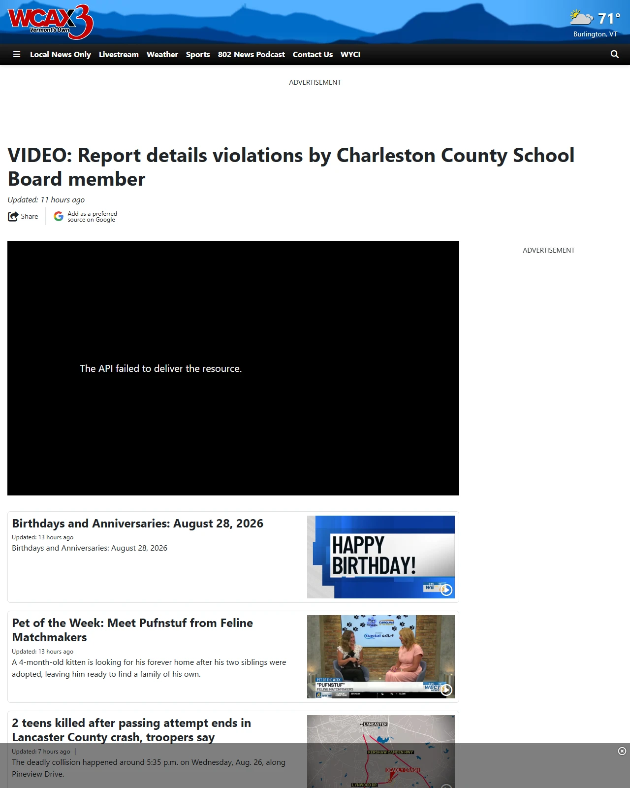 wcax.com as published: VIDEO: Report details violations by Charleston County School Board member