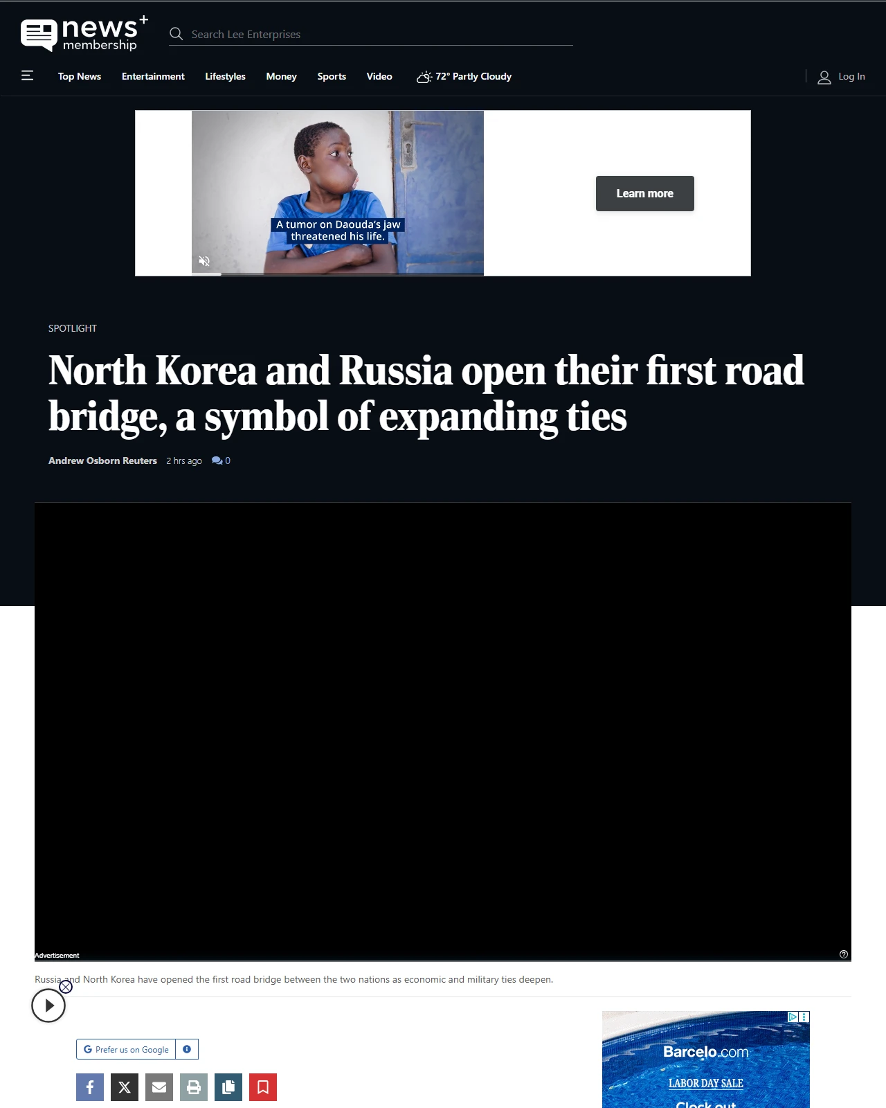 news.lee.net as published: North Korea and Russia open their first road bridge, a symbol of expanding ties