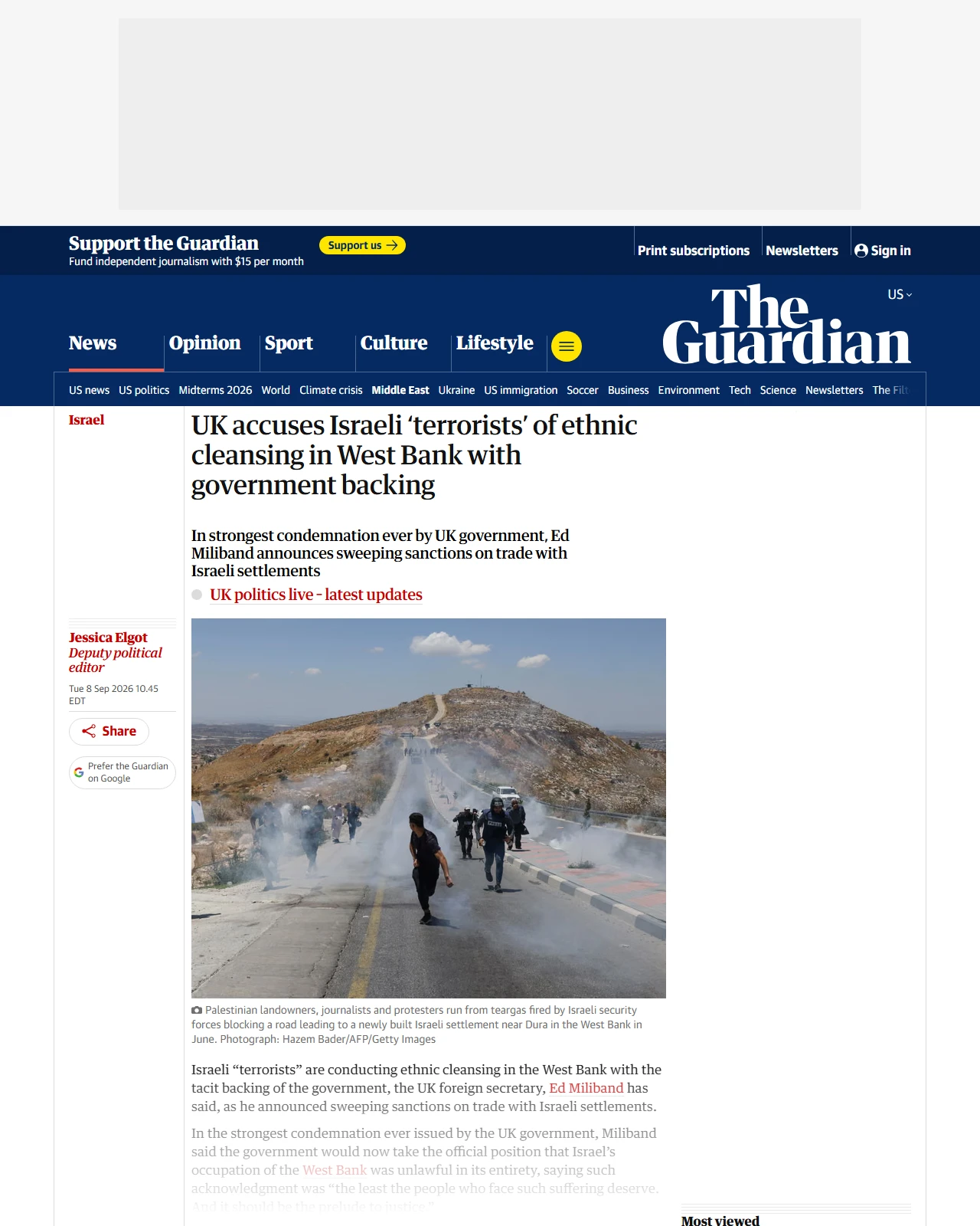 theguardian.com as published: UK accuses Israeli ‘terrorists’ of ethnic cleansing in West Bank with government backing