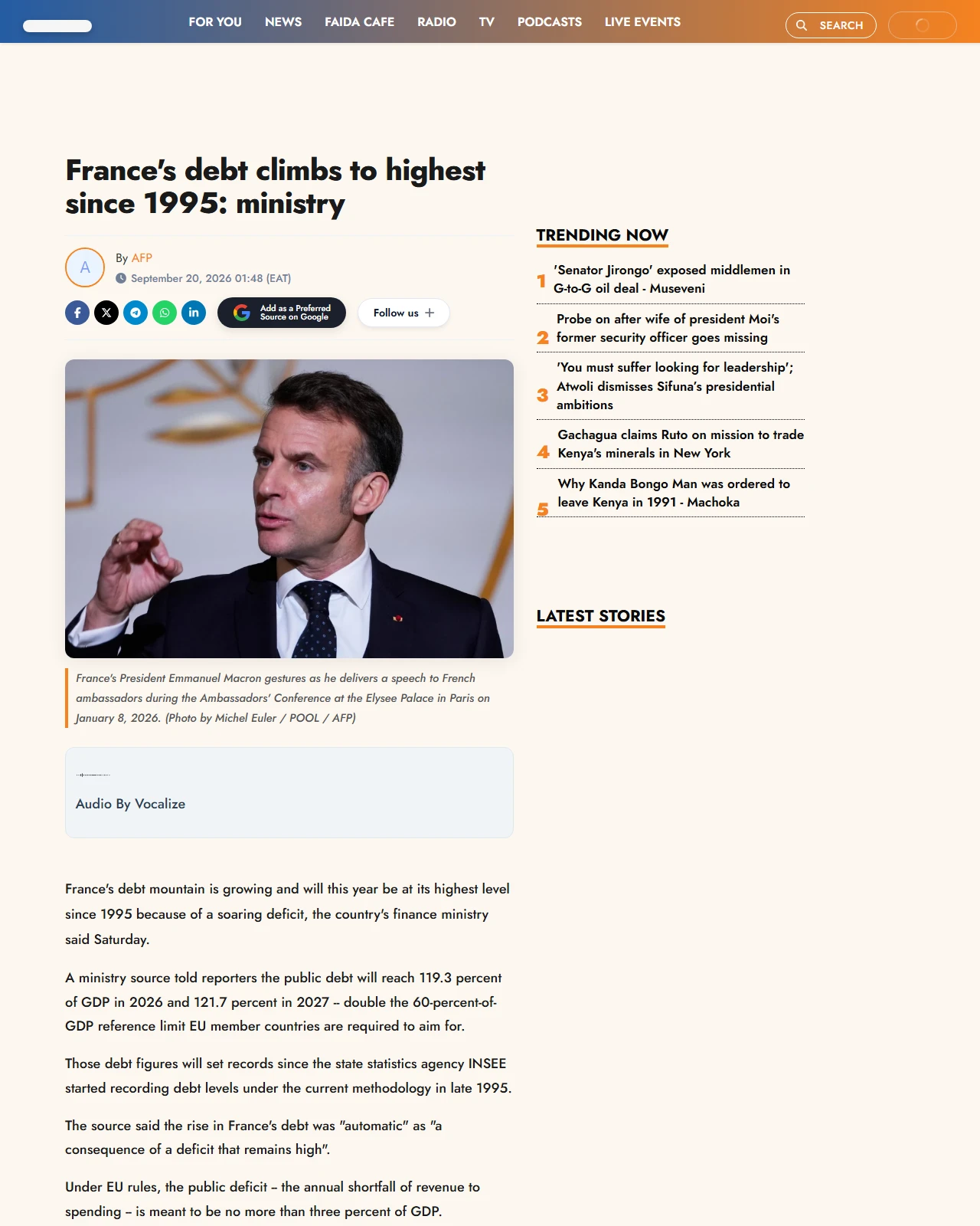 citizen.digital as published: France's debt climbs to highest since 1995: ministry
