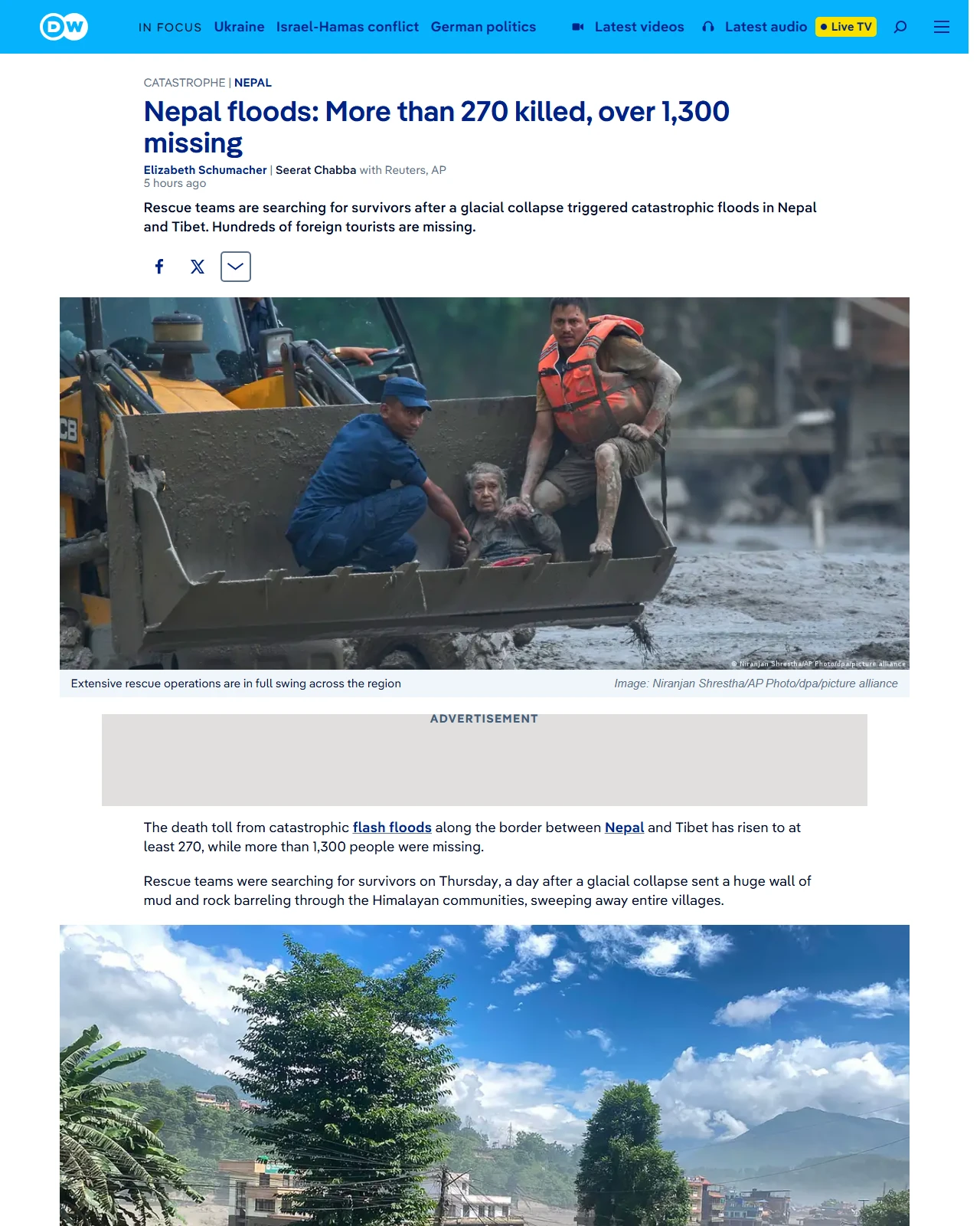 dw.com as published: Nepal floods: More than 270 killed, over 1,300 missing