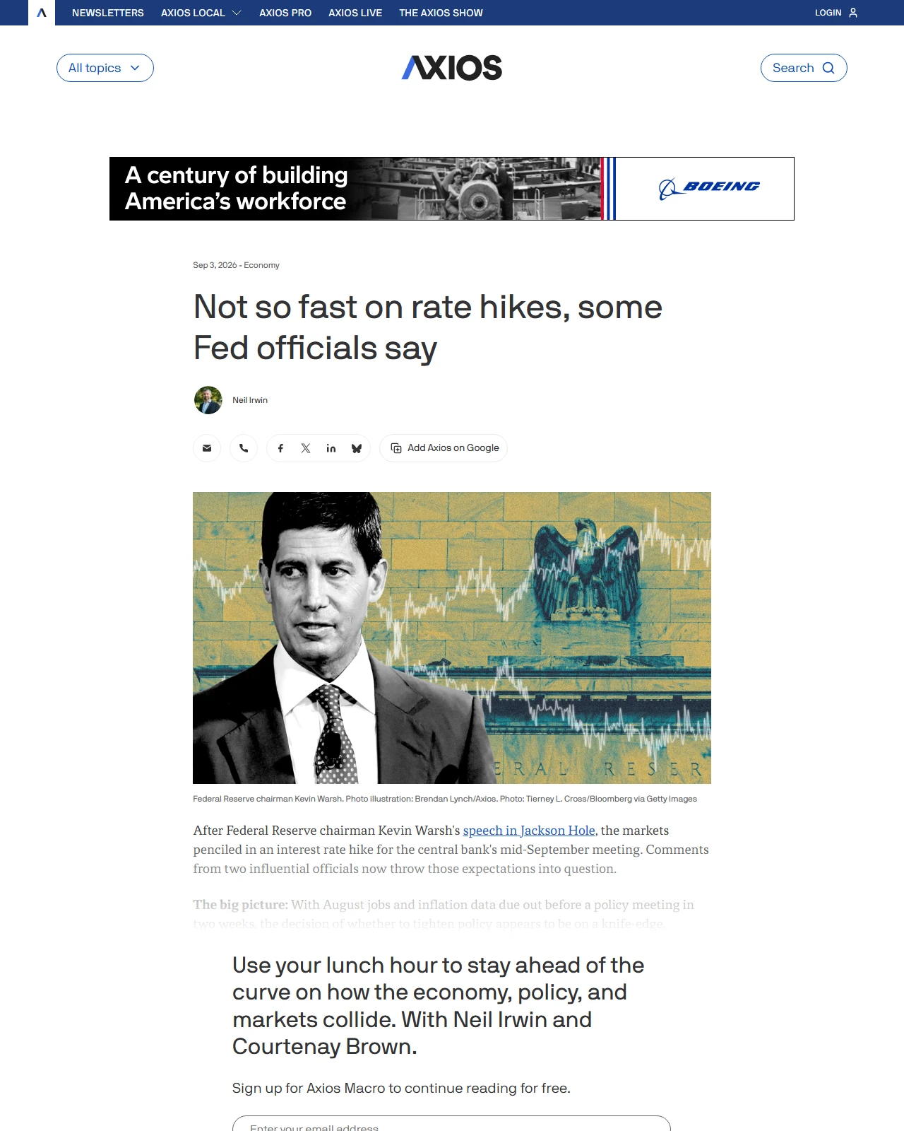 axios.com as published: Not so fast on rate hikes, some Fed officials say