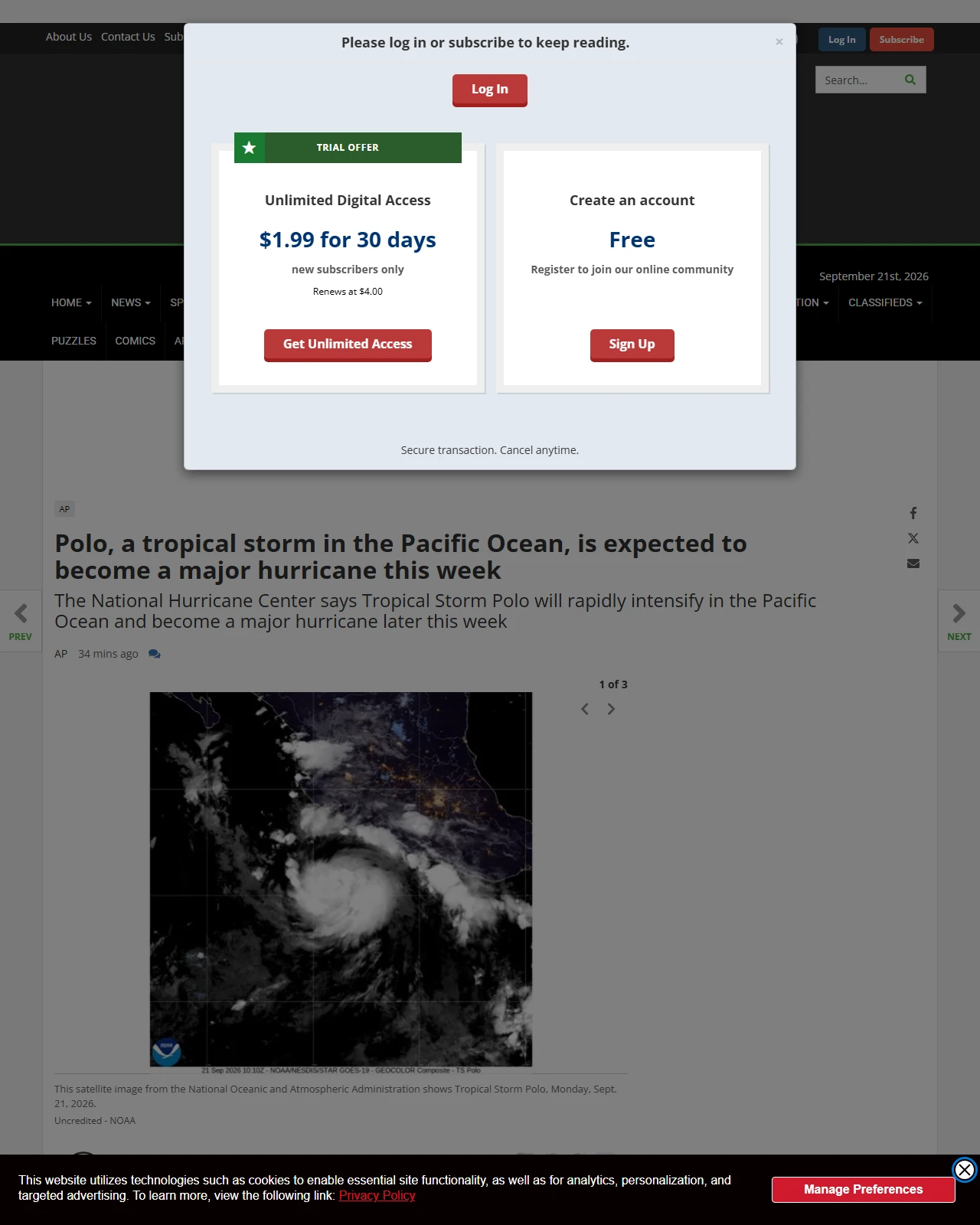 couriernews.com as published: Polo, a tropical storm in the Pacific Ocean, is expected to become a major hurricane this week