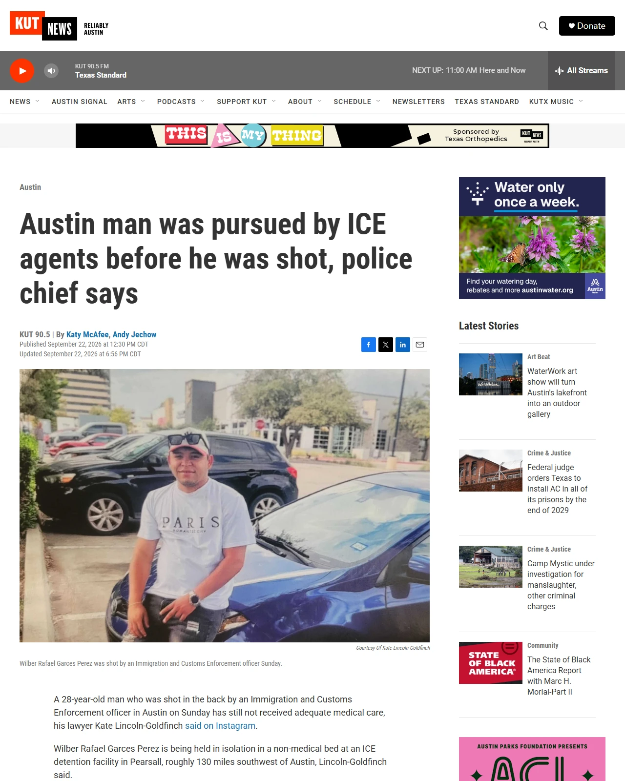 kut.org as published: Austin man was pursued by ICE agents before he was shot, police chief says