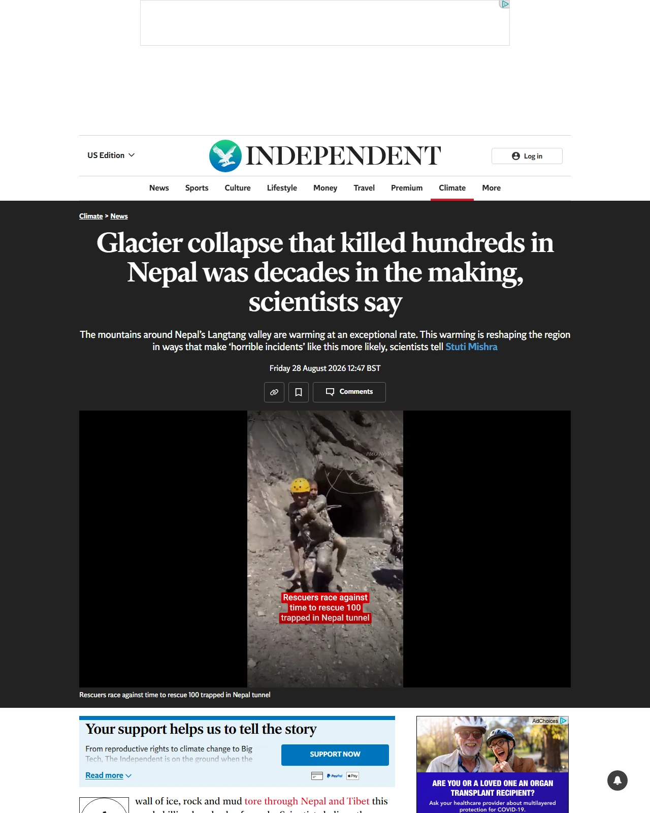 independent.co.uk as published: The glacier collapse that killed hundreds in Nepal was decades in the making, scientists say