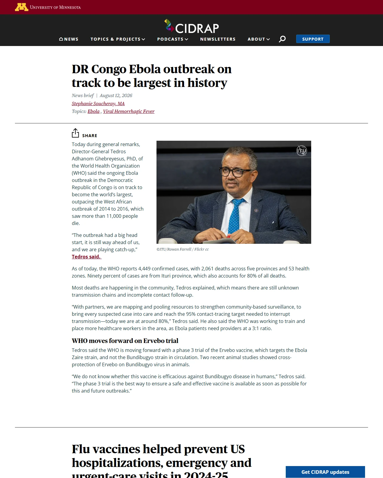 cidrap.umn.edu as published: DR Congo Ebola outbreak on track to be largest in history