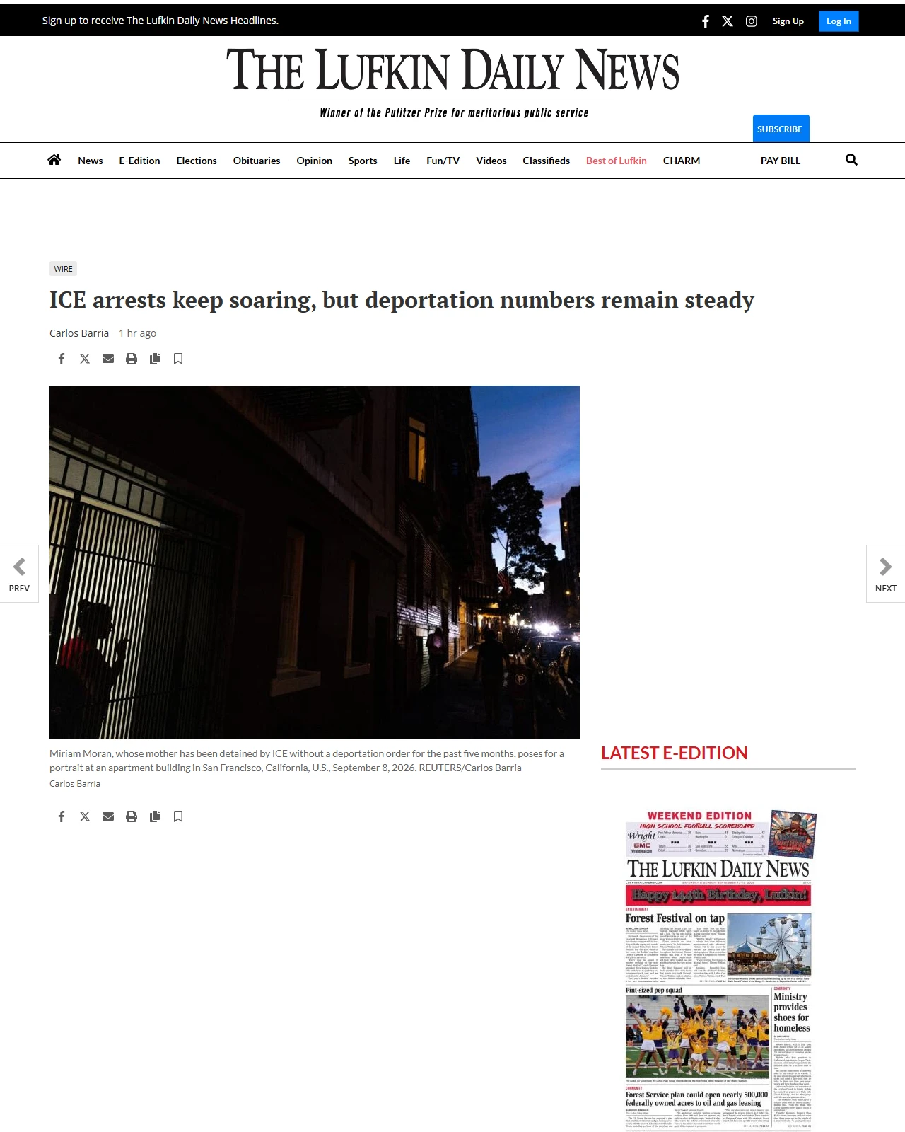 lufkindailynews.com as published: ICE arrests keep soaring, but deportation numbers remain steady