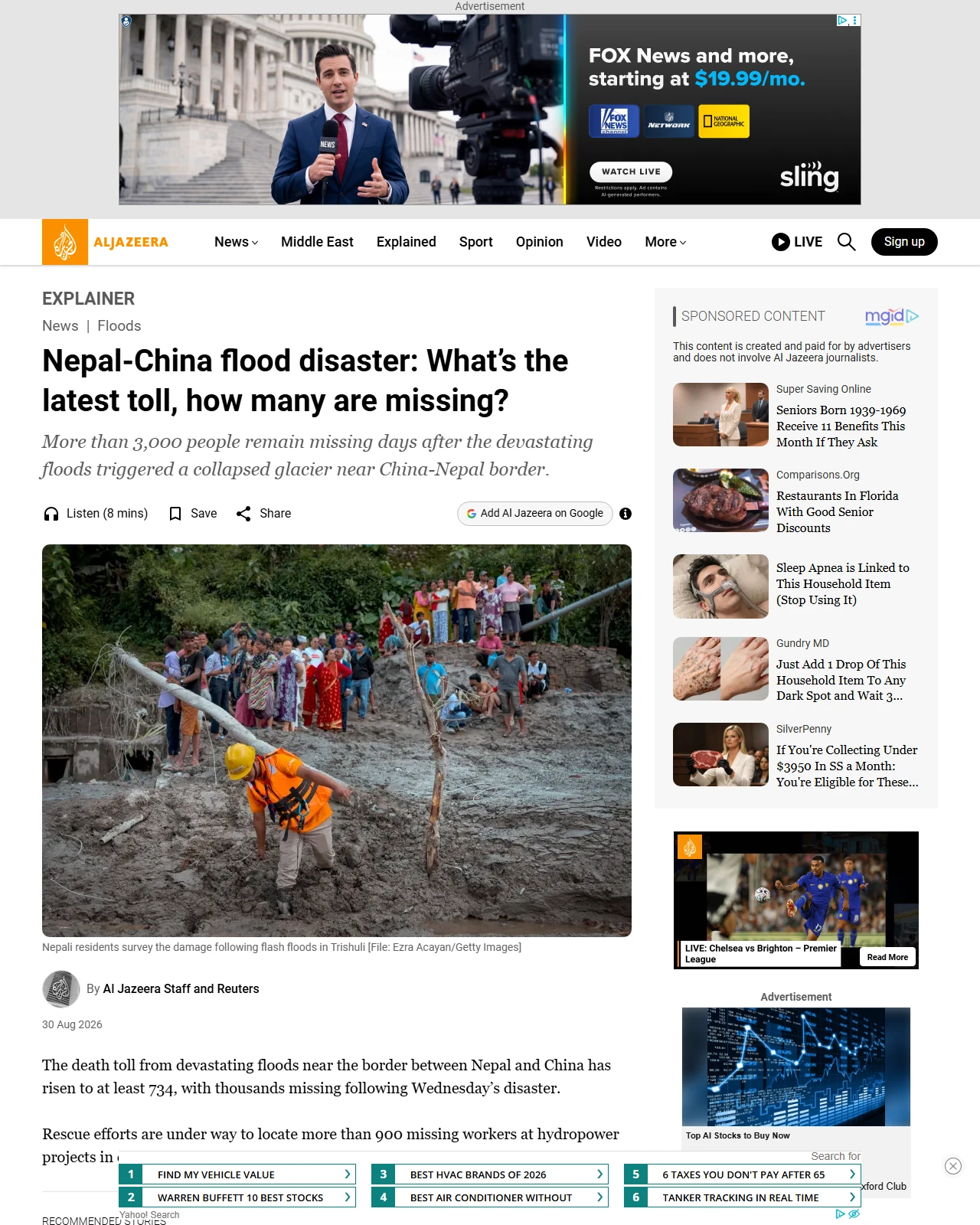 aljazeera.com as published: Nepal-China flood disaster: What’s the latest toll, how many are missing?