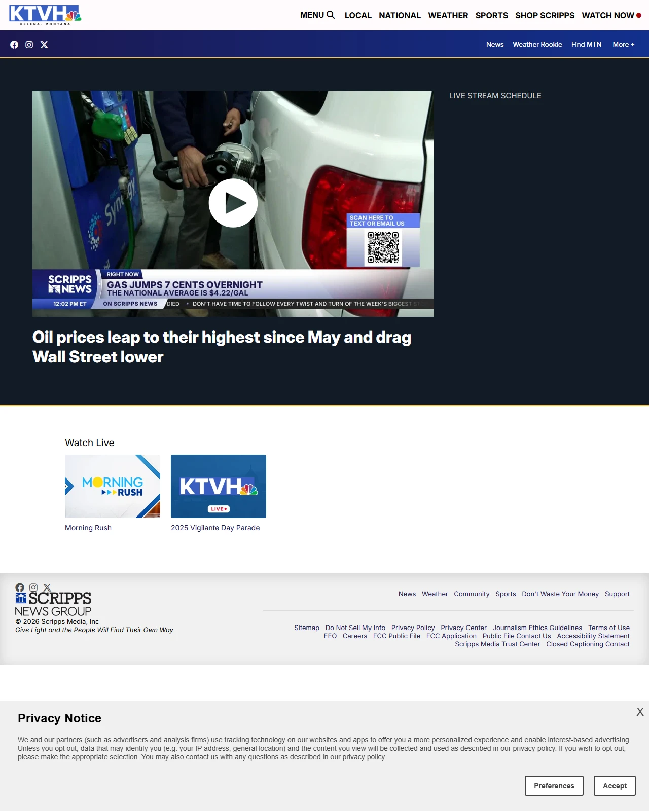 ktvh.com as published: Oil prices leap to their highest since May and drag Wall Street lower