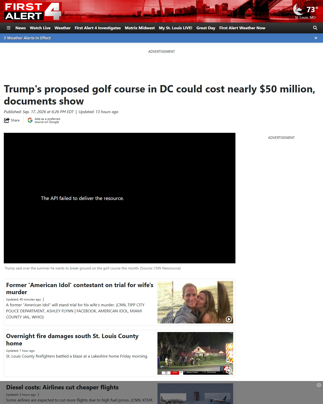 firstalert4.com as published: Trump's proposed golf course in DC could cost nearly $50 million, documents show
