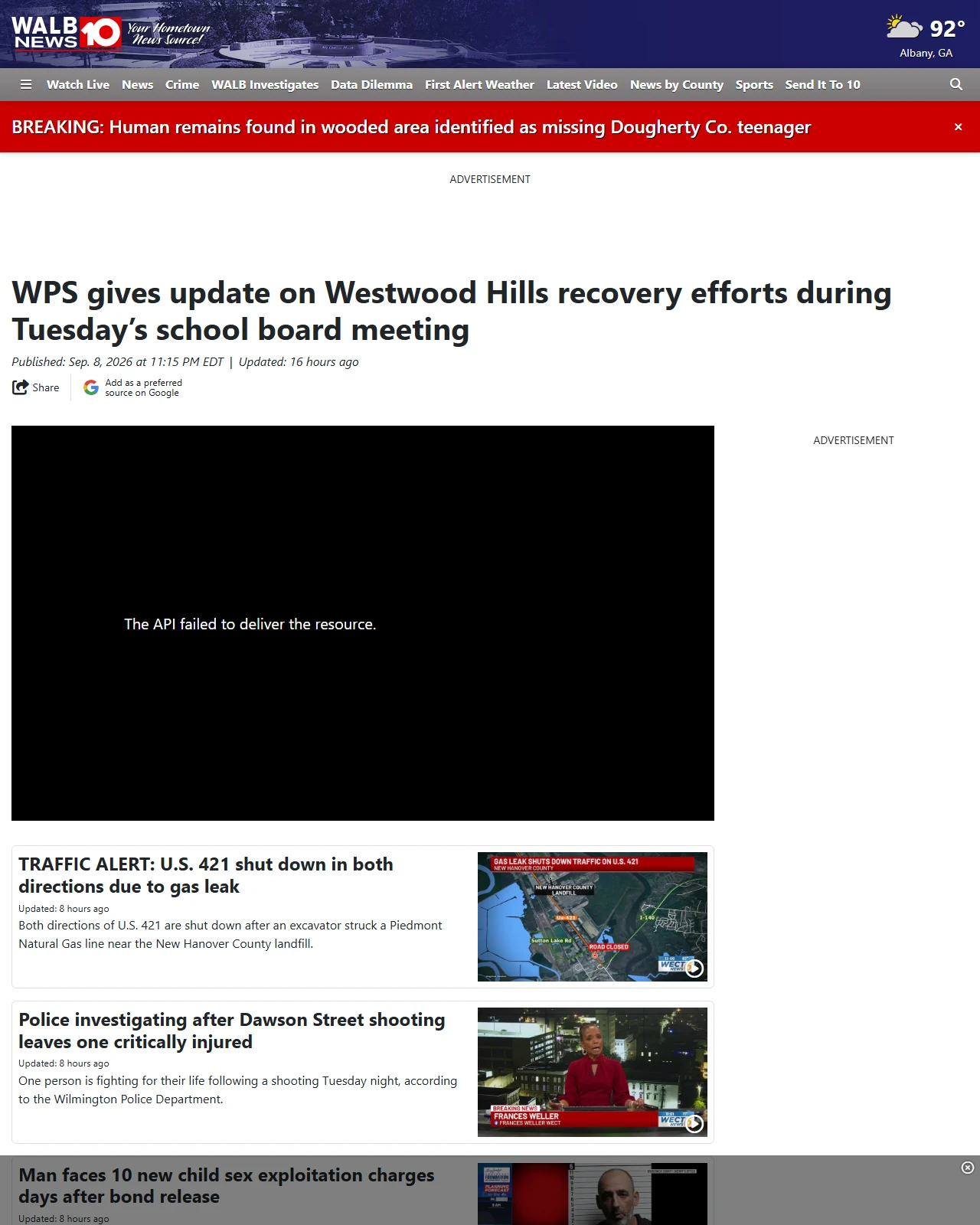 walb.com as published: WPS gives update on Westwood Hills recovery efforts during Tuesday’s school board meeting